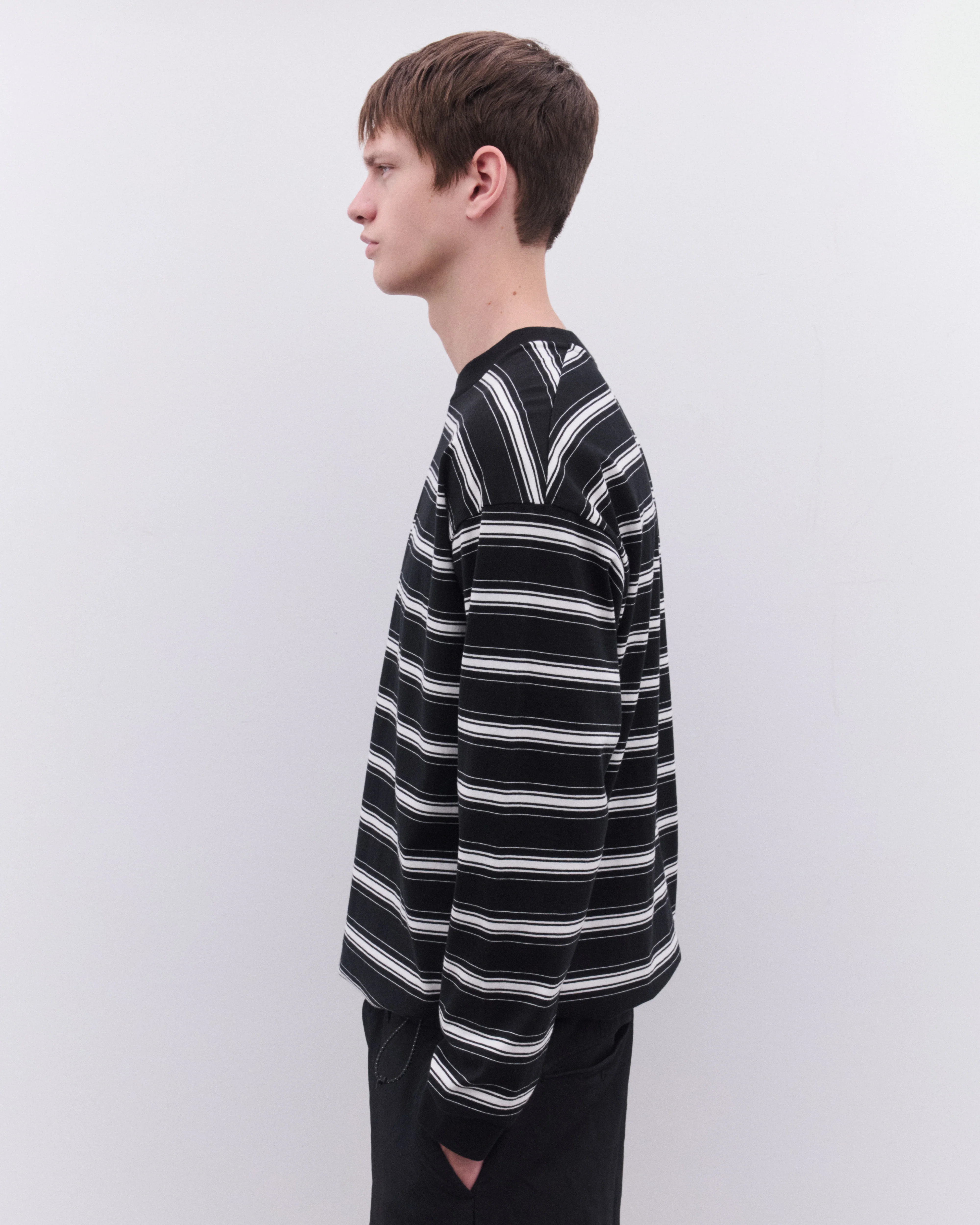 CDG Homme - Men’s Striped Long Sleeve Top - (Black) - Image 6