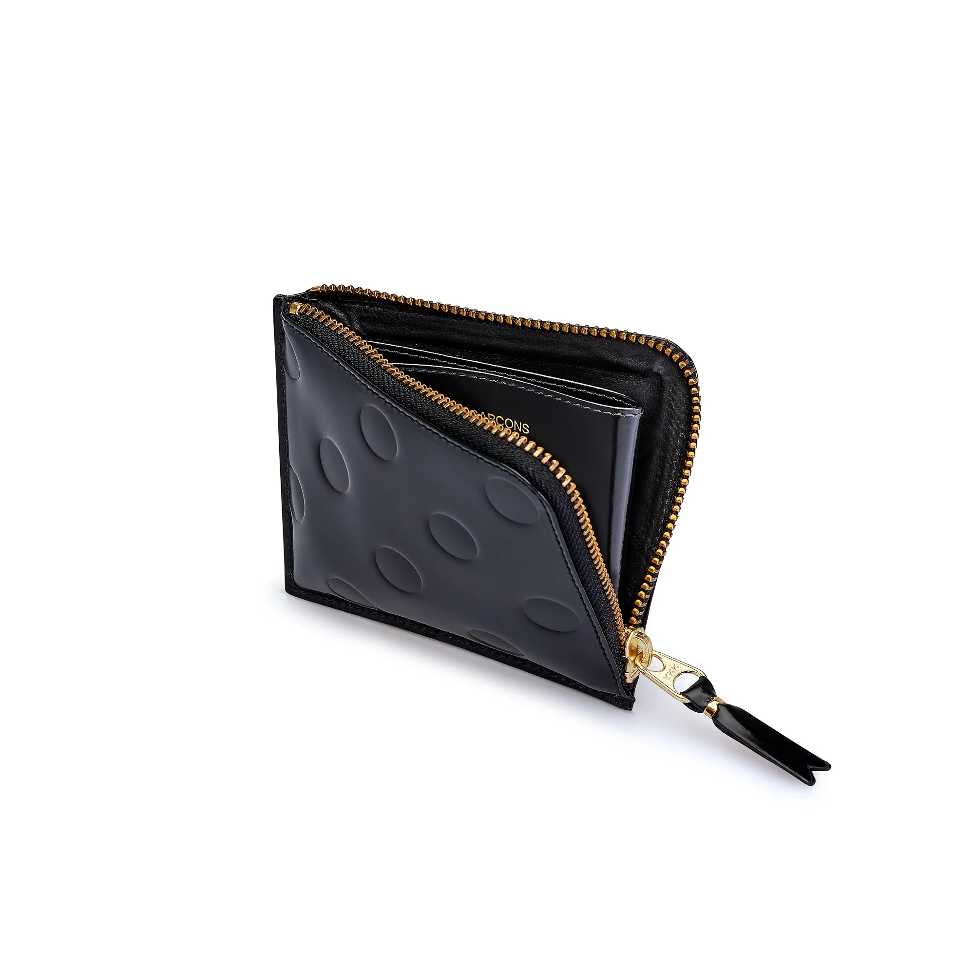 CDG Wallet - Leather Polka Dots Embossed Zip Around Wallet - (Black SA3100NE) - Image 2