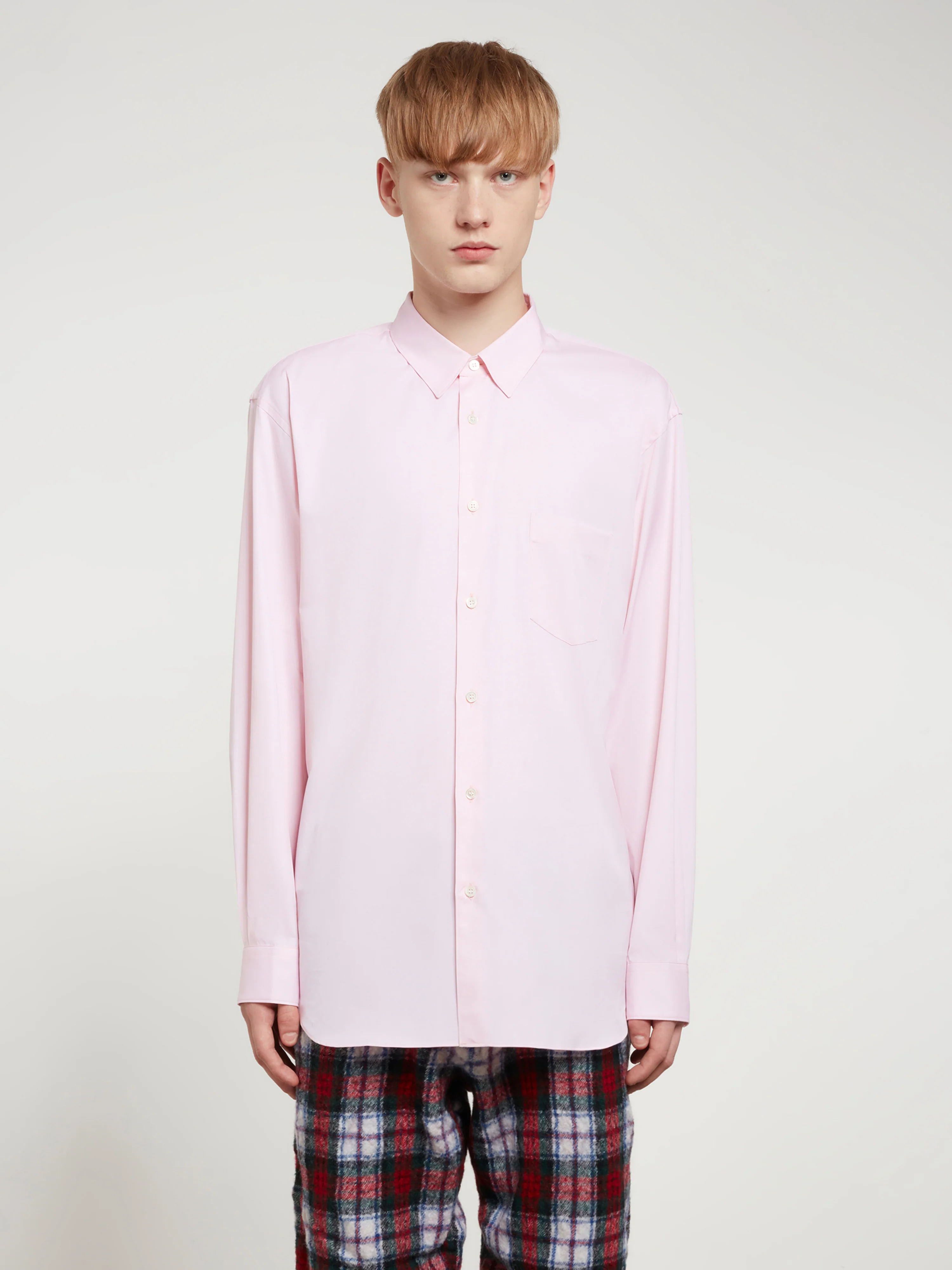 CDG Shirt Forever - Classic Fit Woven Cotton Shirt - (Pink) - Image 3