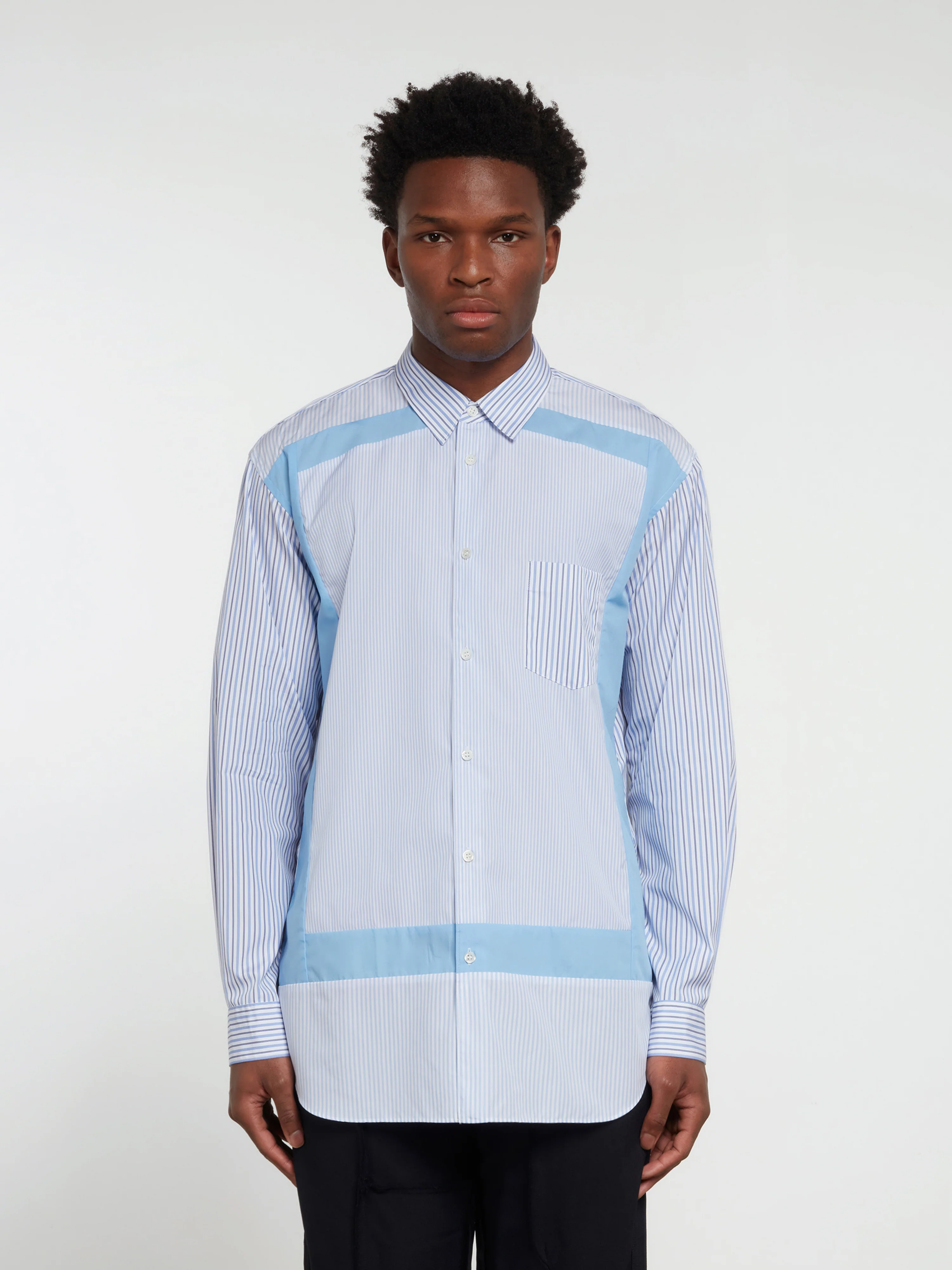 CDG Shirt Forever - Classic Fit Contrast Frame Shirt - (Stripe 3/Mix) - Image 3