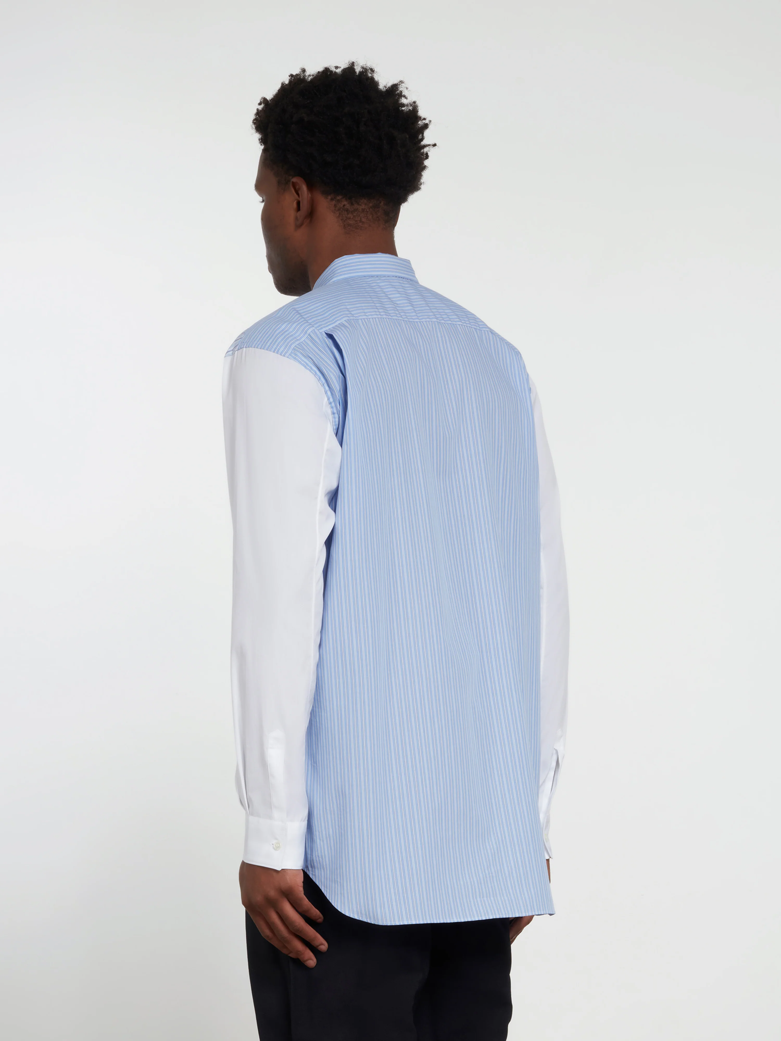 CDG Shirt Forever - Classic Fit Contrast Patchwork Shirt - (Stripe 4/Mix) - Image 5