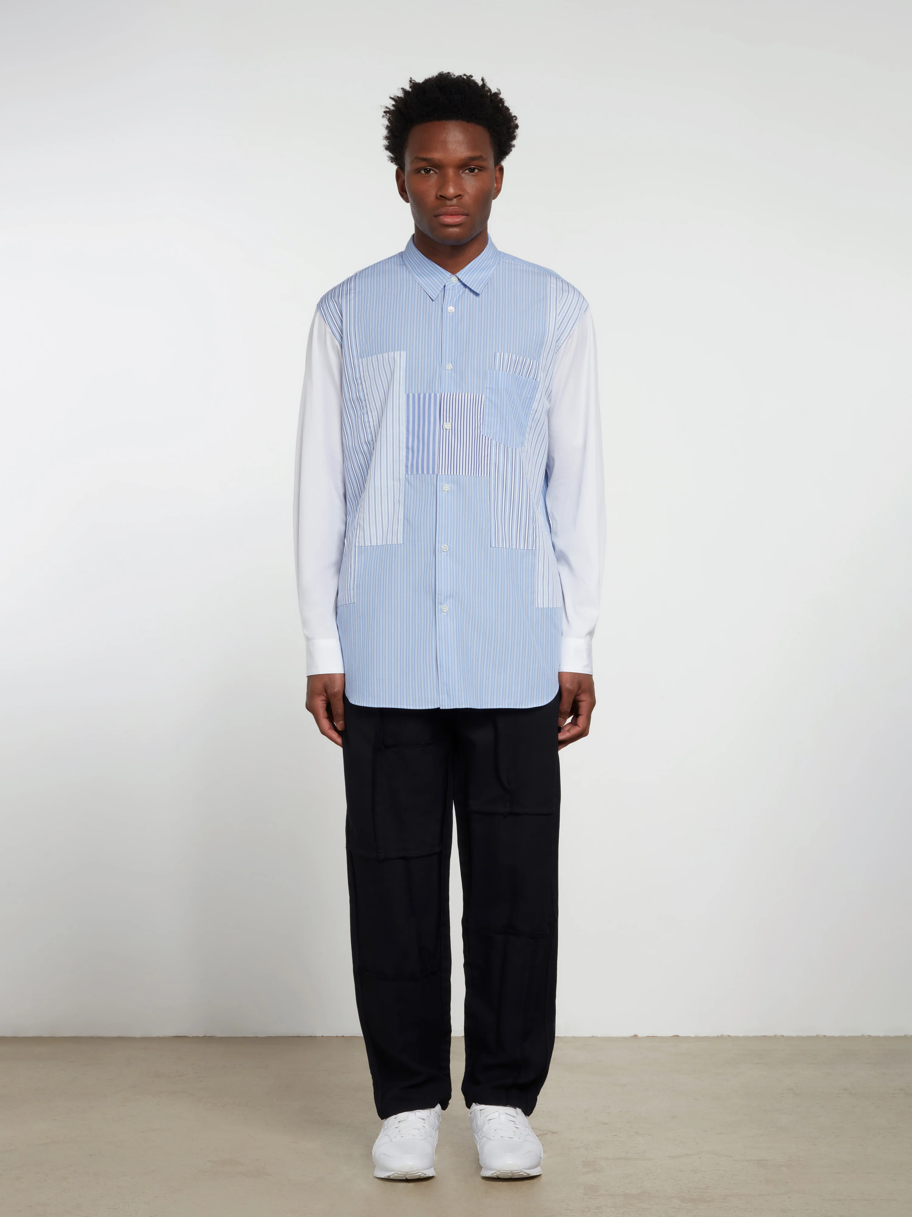 CDG Shirt Forever - Classic Fit Contrast Patchwork Shirt - (Stripe 4/Mix) - Image 6