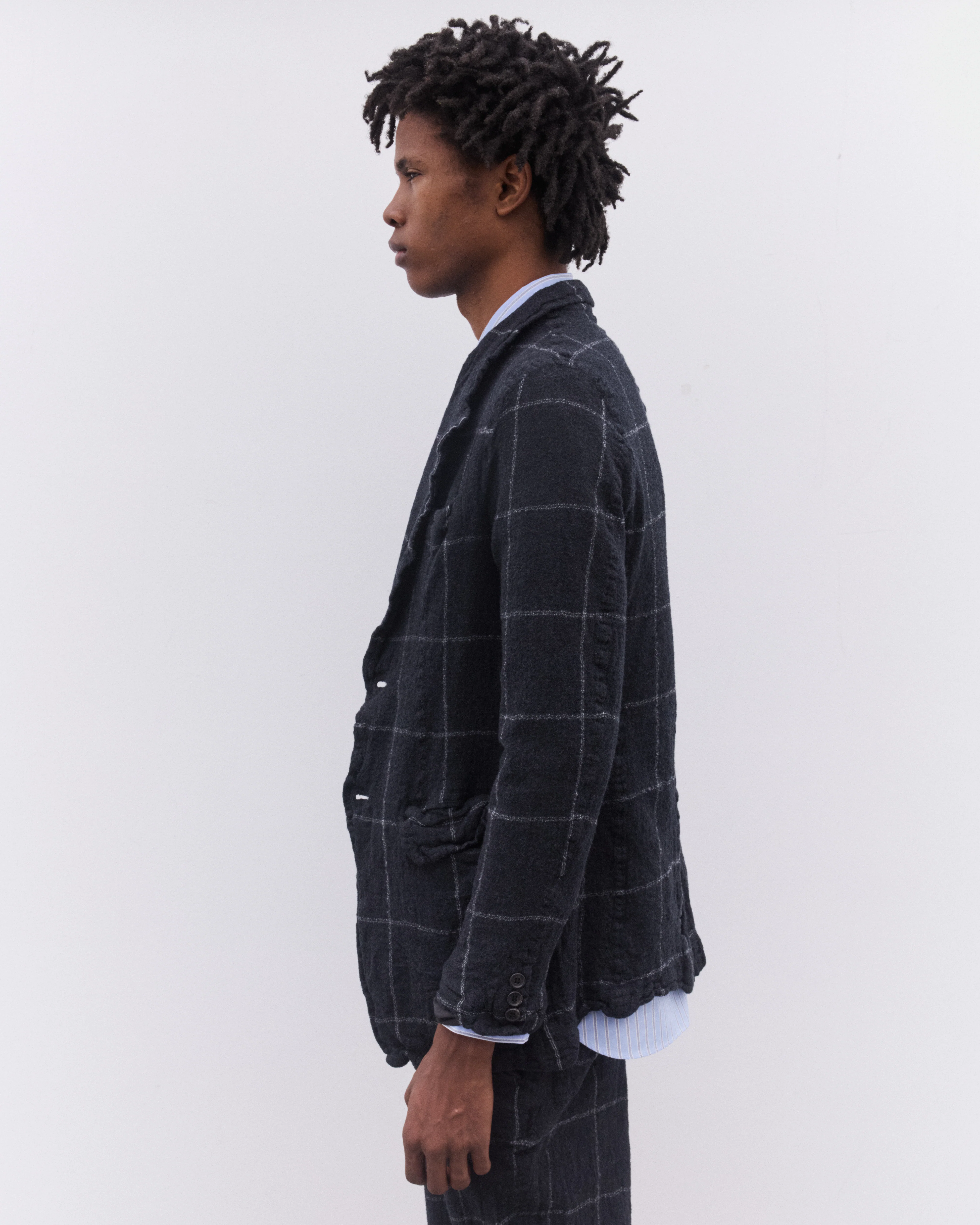 CDG Shirt - Men’s Window Pane Check Jacket - (Navy) - Image 3