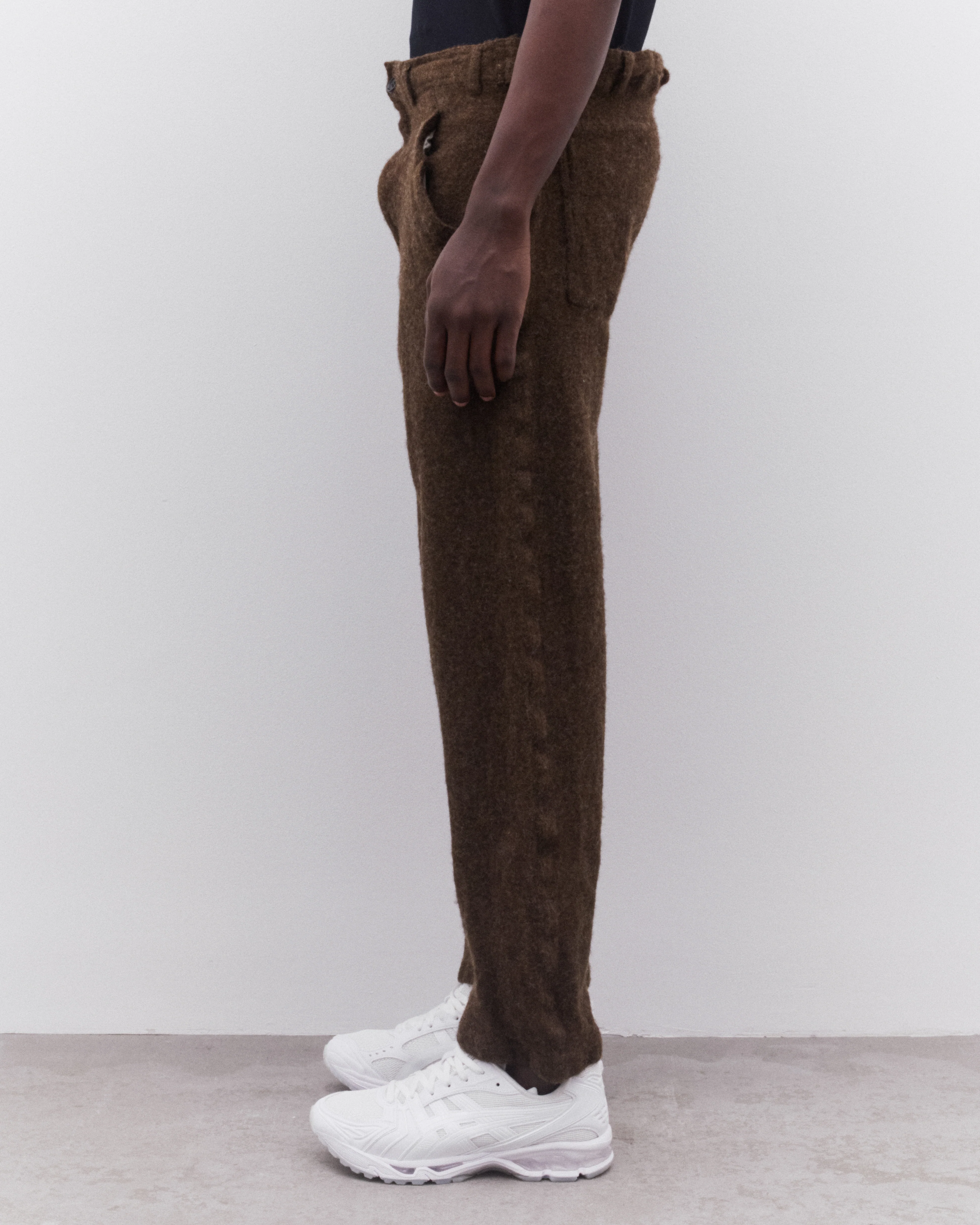 CDG Shirt - Men’s Tweed Tapered Trousers - (Khaki) - Image 4