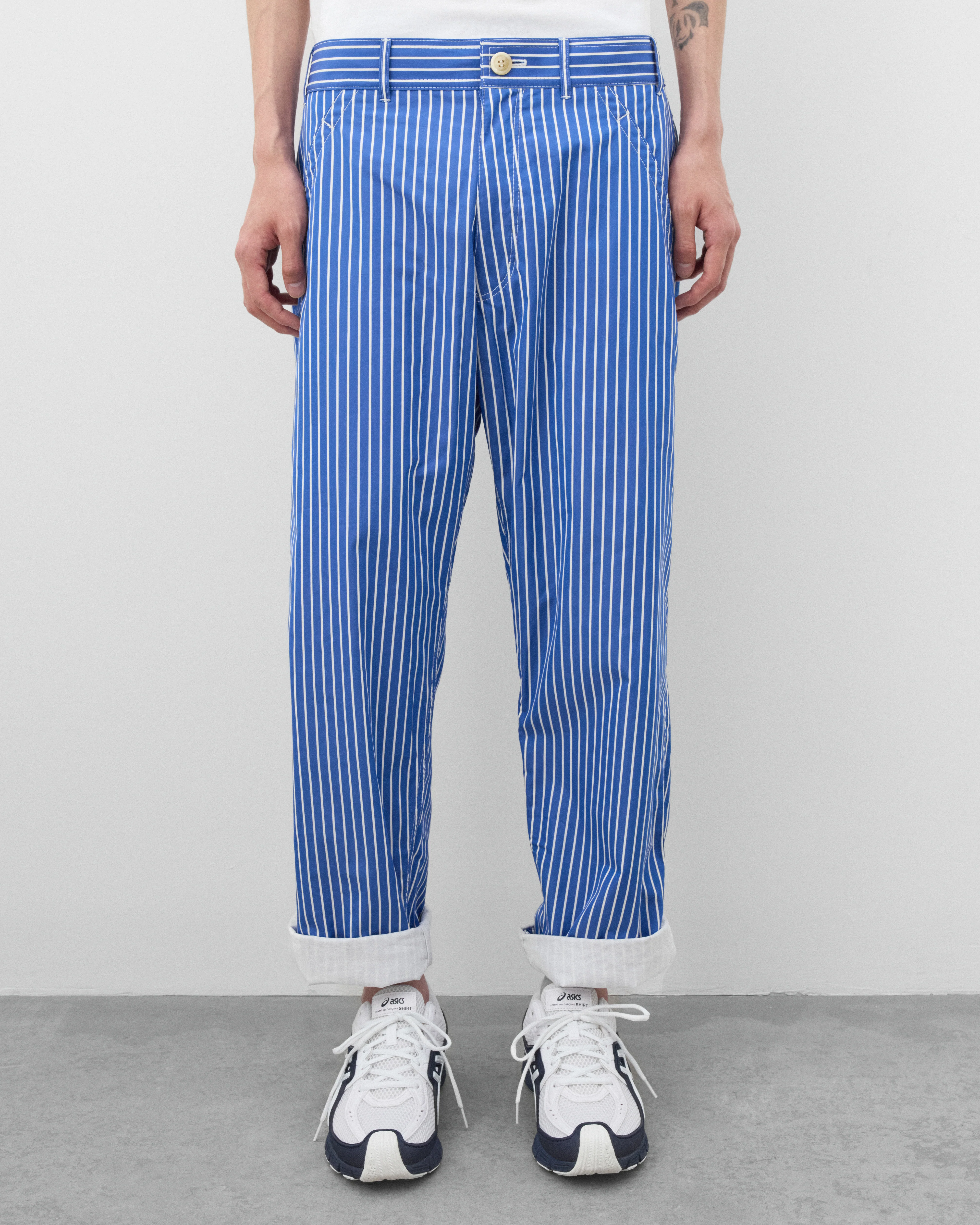CDG Shirt - Men's Striped Trousers - (Blue/White) - Image 3