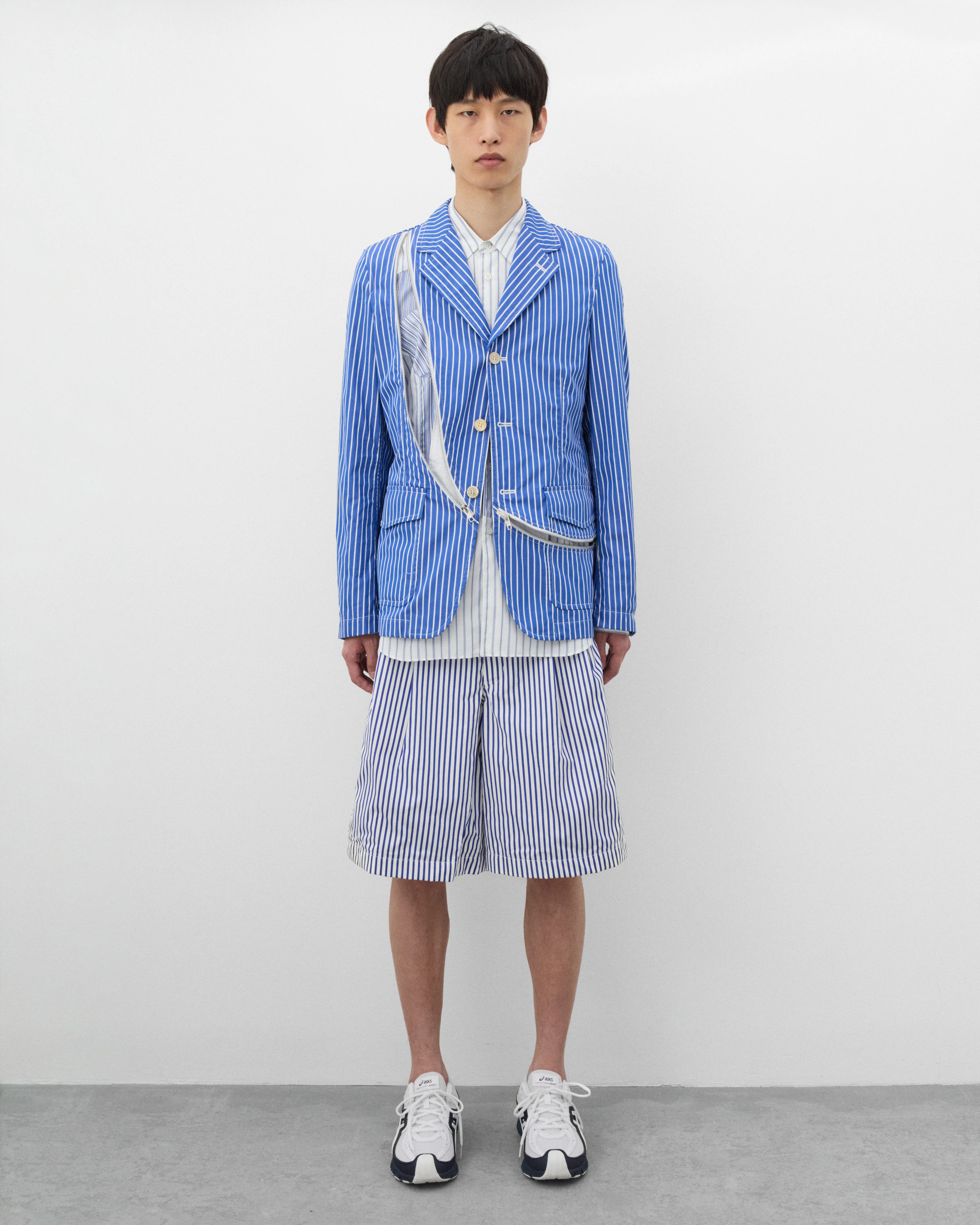 CDG Shirt - Men's Striped Shorts - (White/Blue) - Image 6