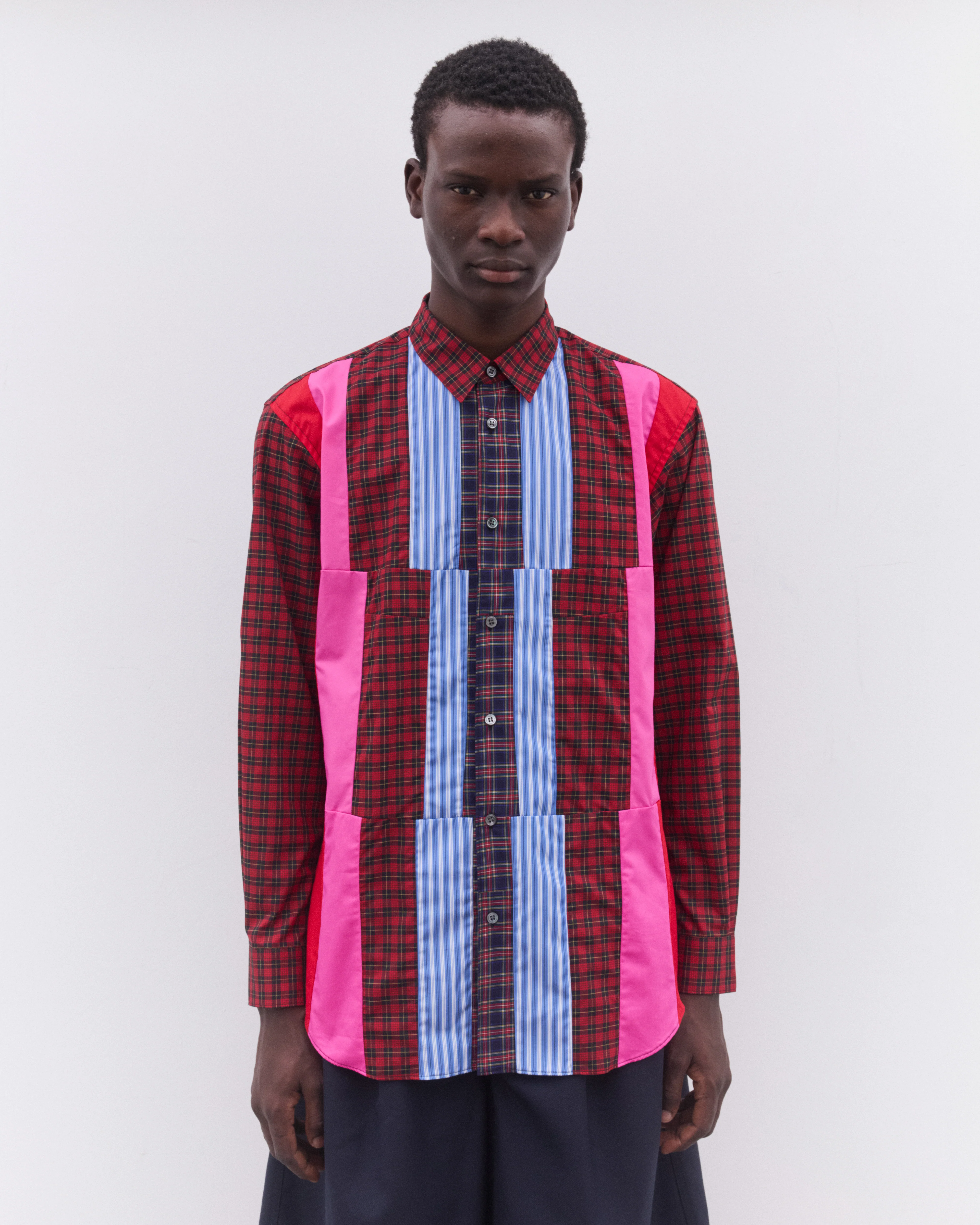 CDG Shirt - Men’s Tartan Colour Block Shirt - (Multi) - Image 2