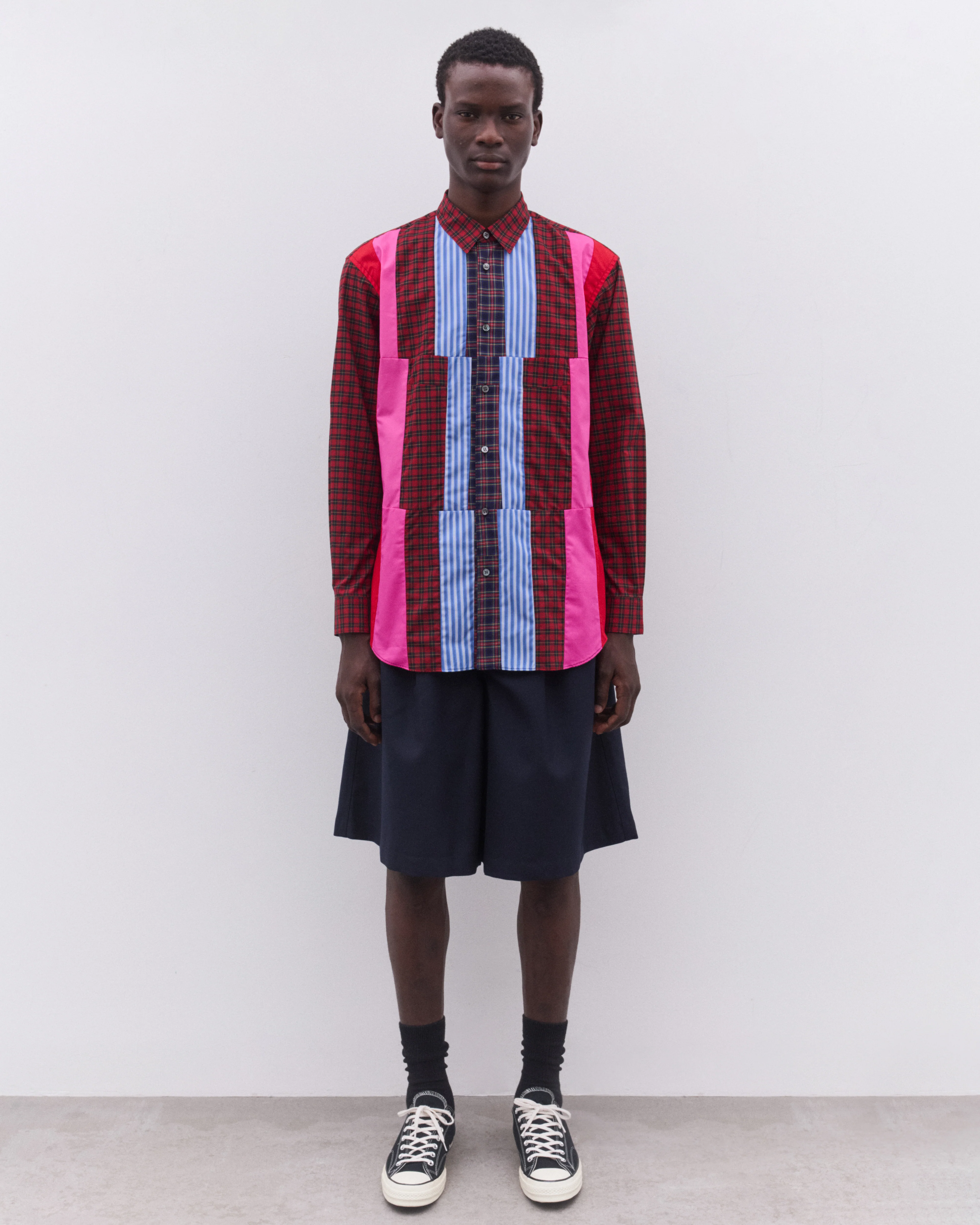 CDG Shirt - Men’s Tartan Colour Block Shirt - (Multi) - Image 5