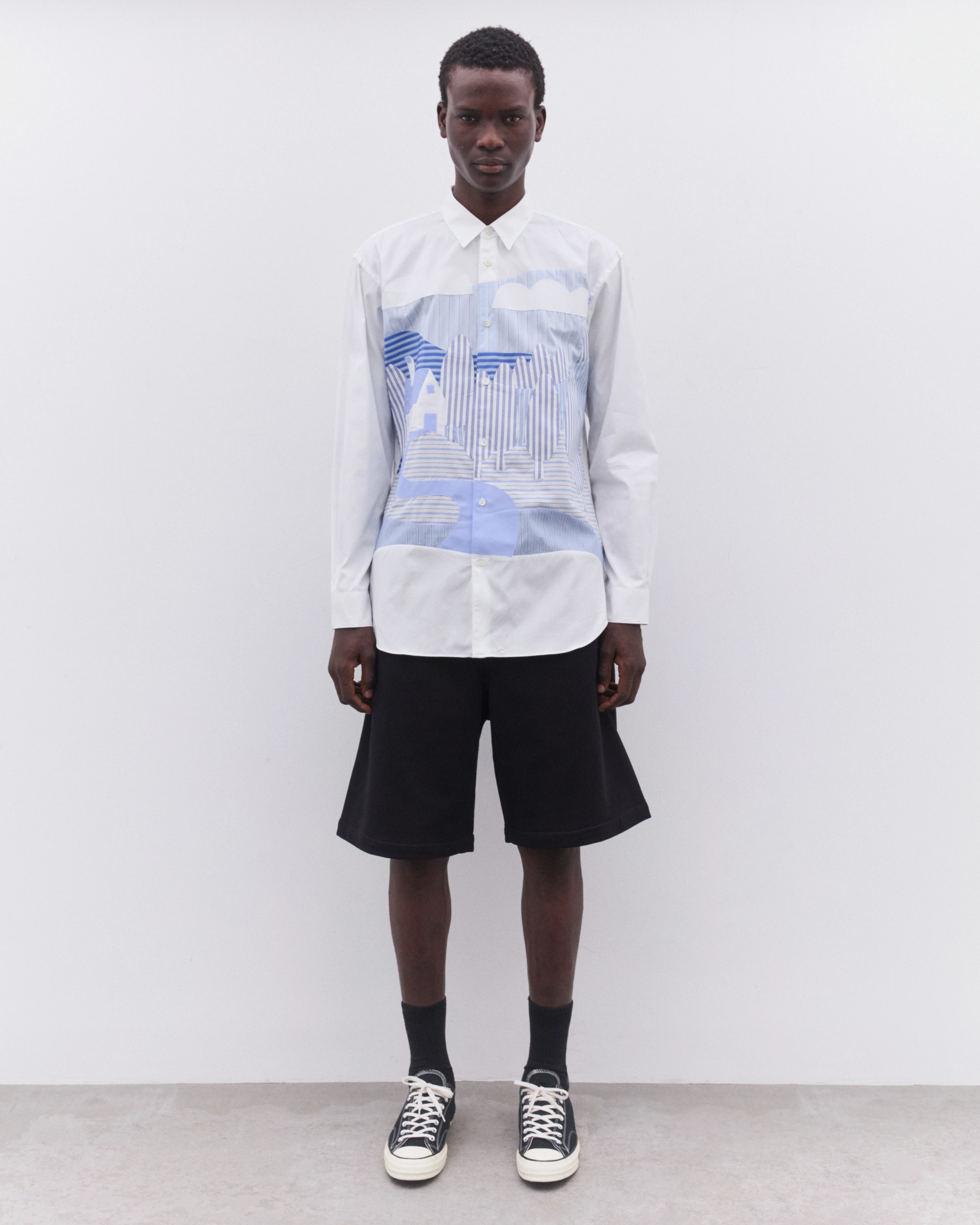CDG Shirt - Men’s Stripe Landscape Shirt - (Stipe/White) - Image 5