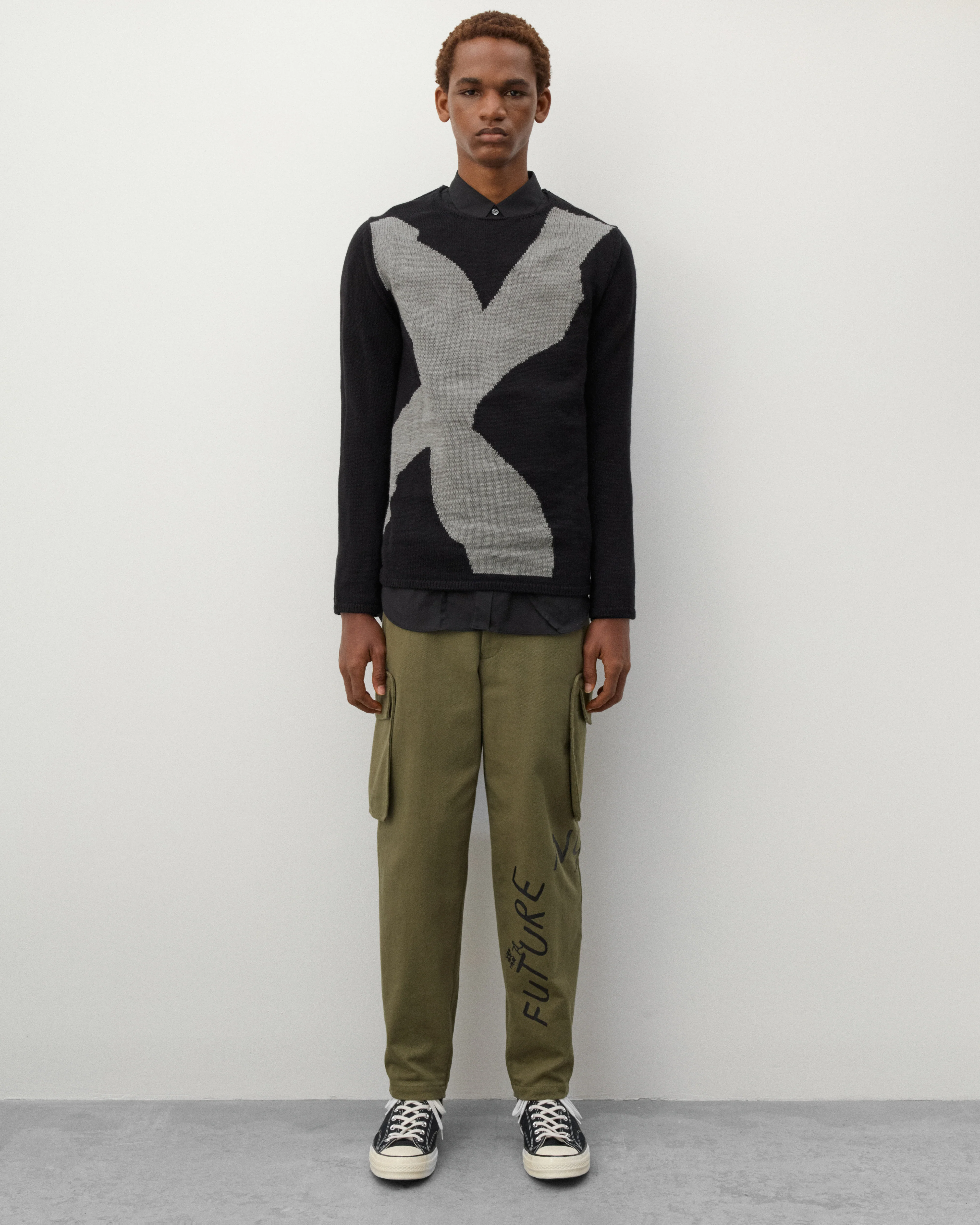 CDG Shirt - Men's Intarsia Pattern Knit - (Black) - Image 6
