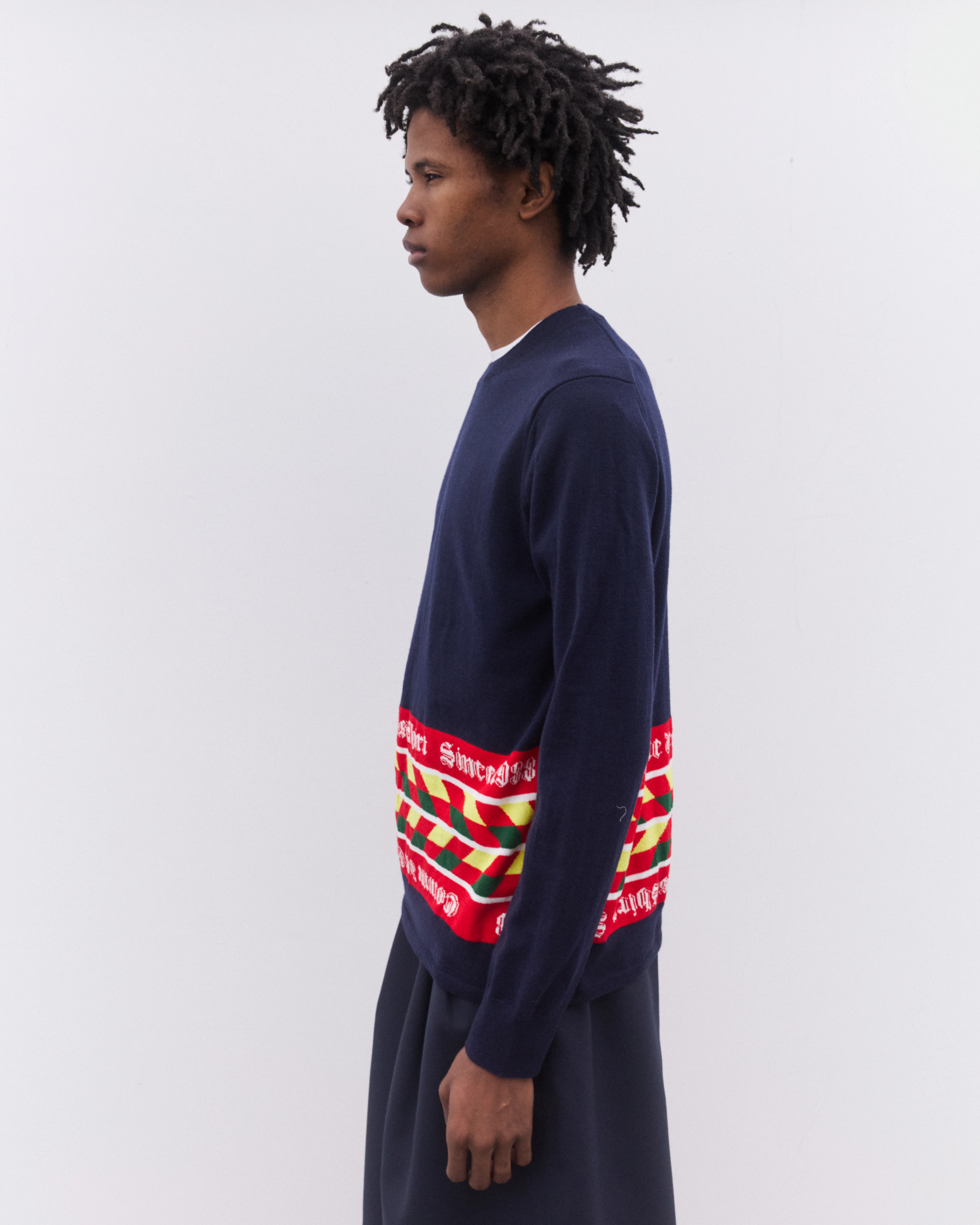 CDG Shirt - Men’s Football Scarf Knitted Sweater - (Navy) - Image 3
