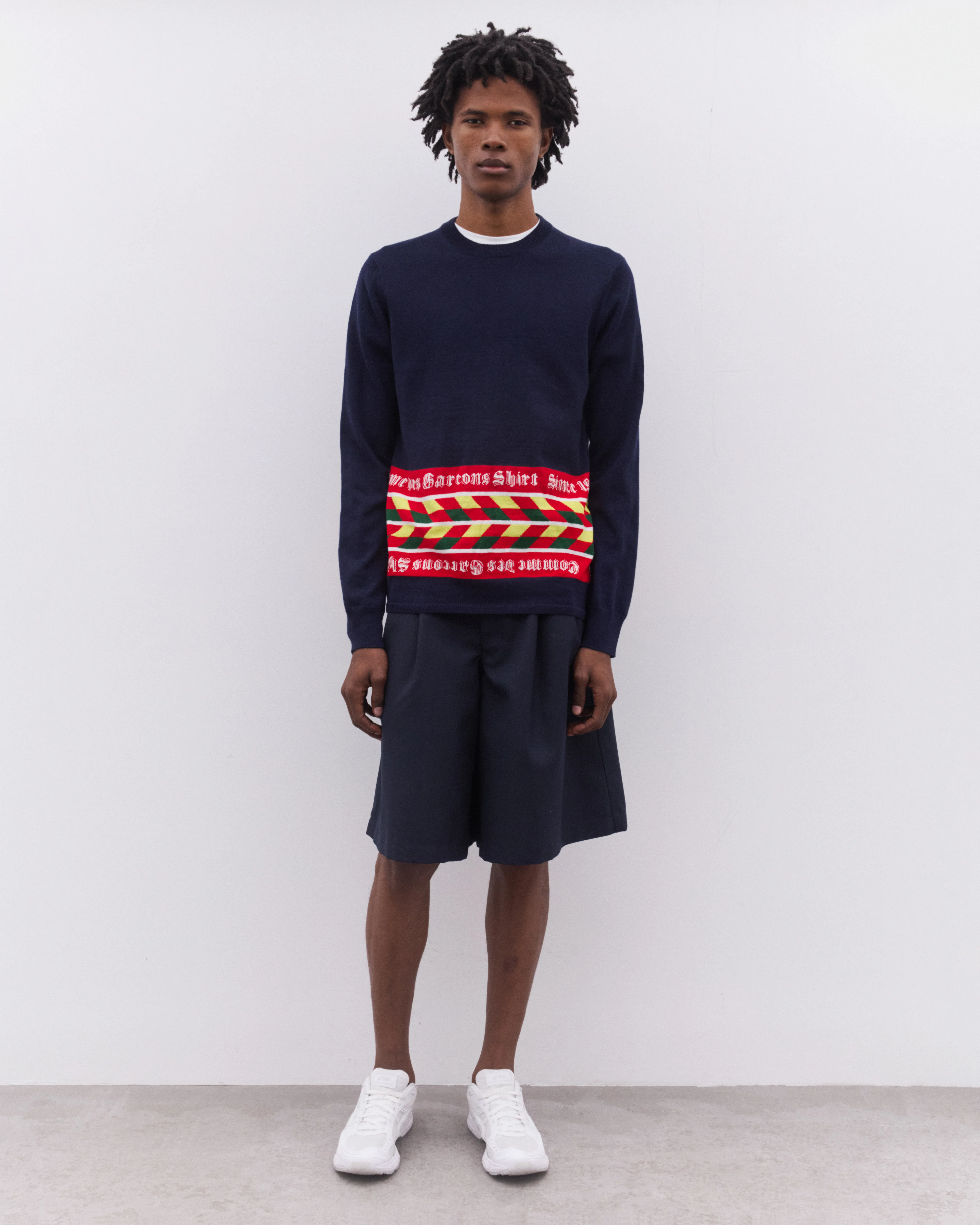 CDG Shirt - Men’s Football Scarf Knitted Sweater - (Navy) - Image 5