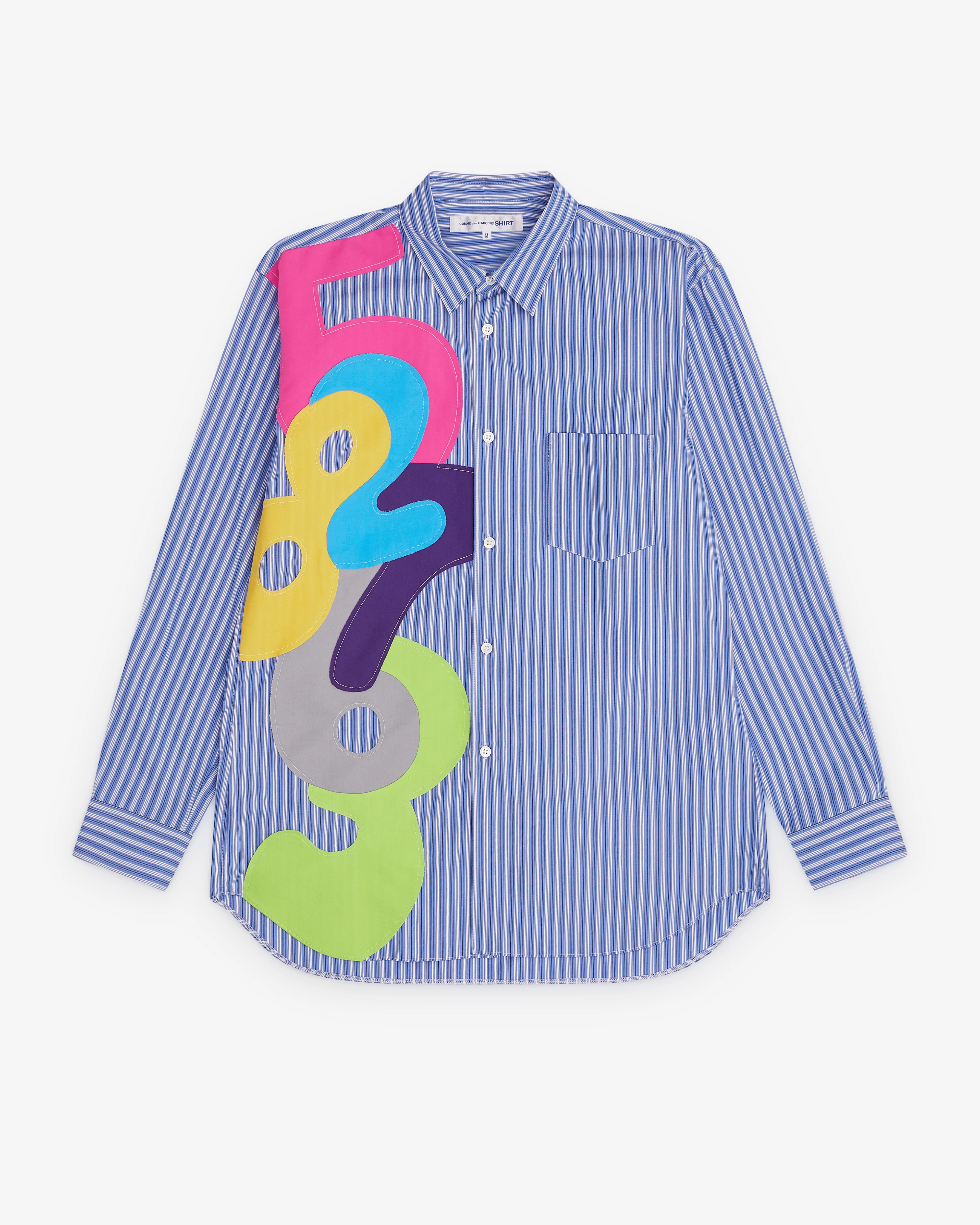 CDG Shirt - Men’s Striped Numbers Shirt - (Blue)