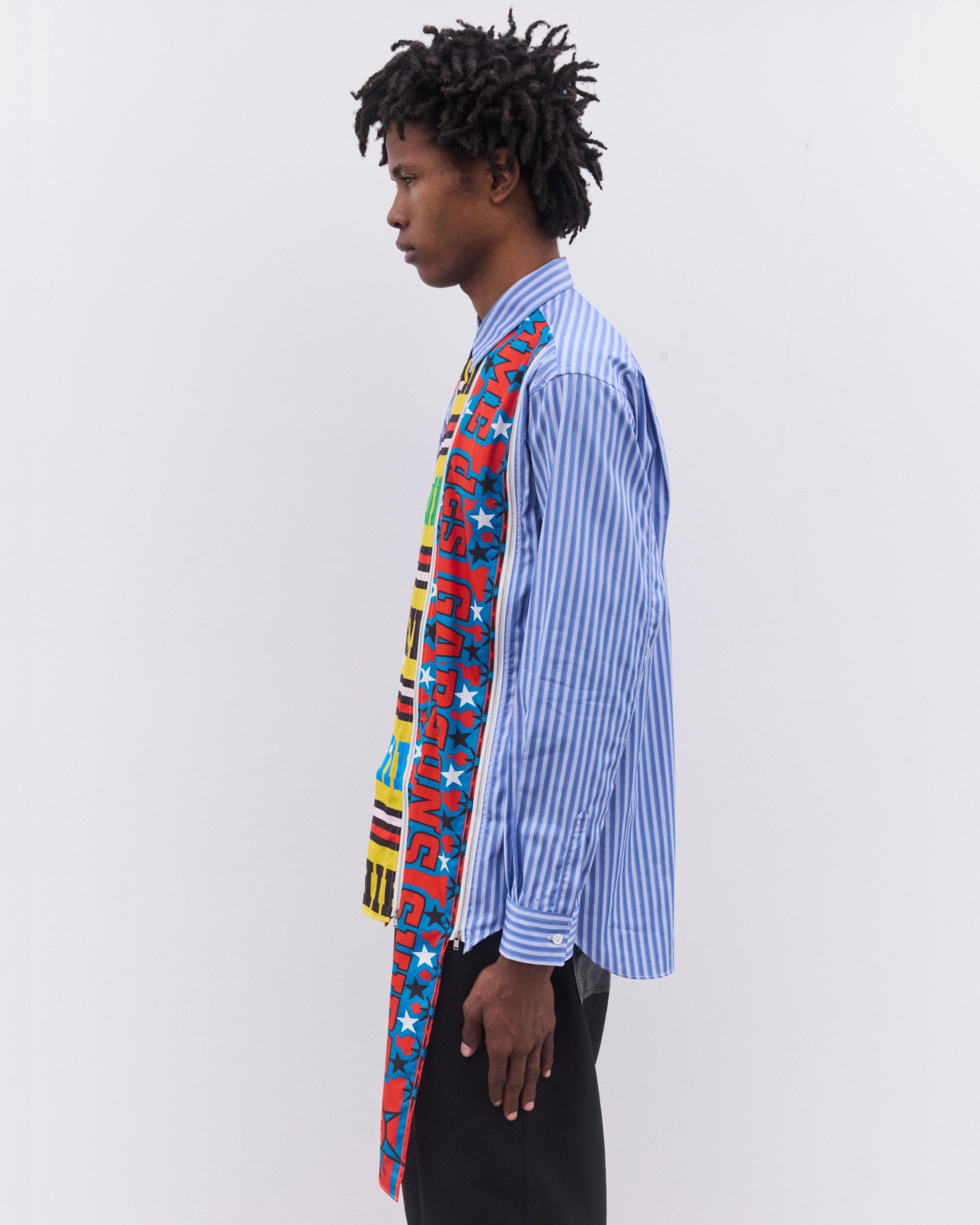 CDG Shirt - Men's Zip Football Scarf Shirt - (Blue/Multi) - Image 3