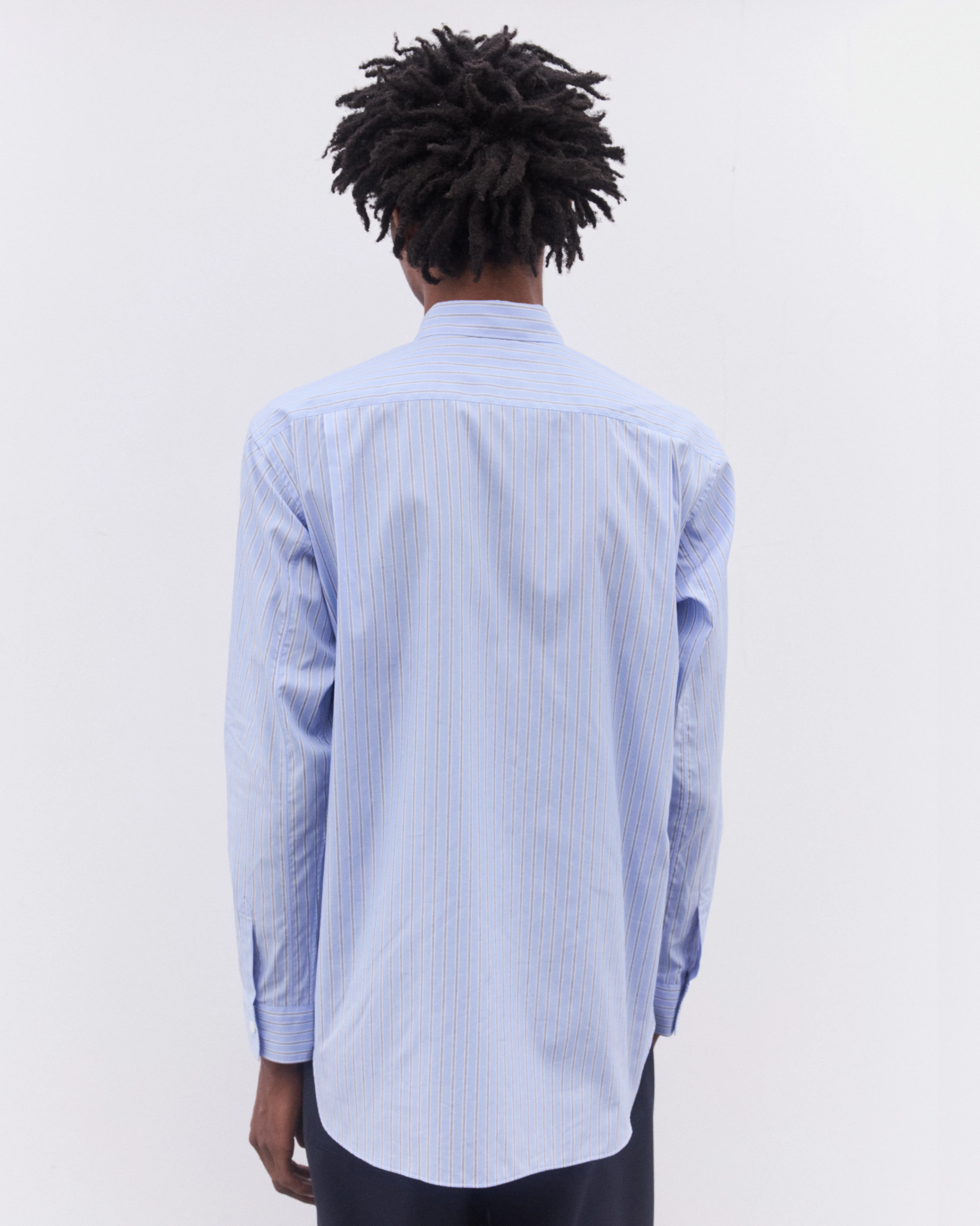 CDG Shirt - Men’s Gingham Patchwork Panelled Shirt - (Blue) - Image 4