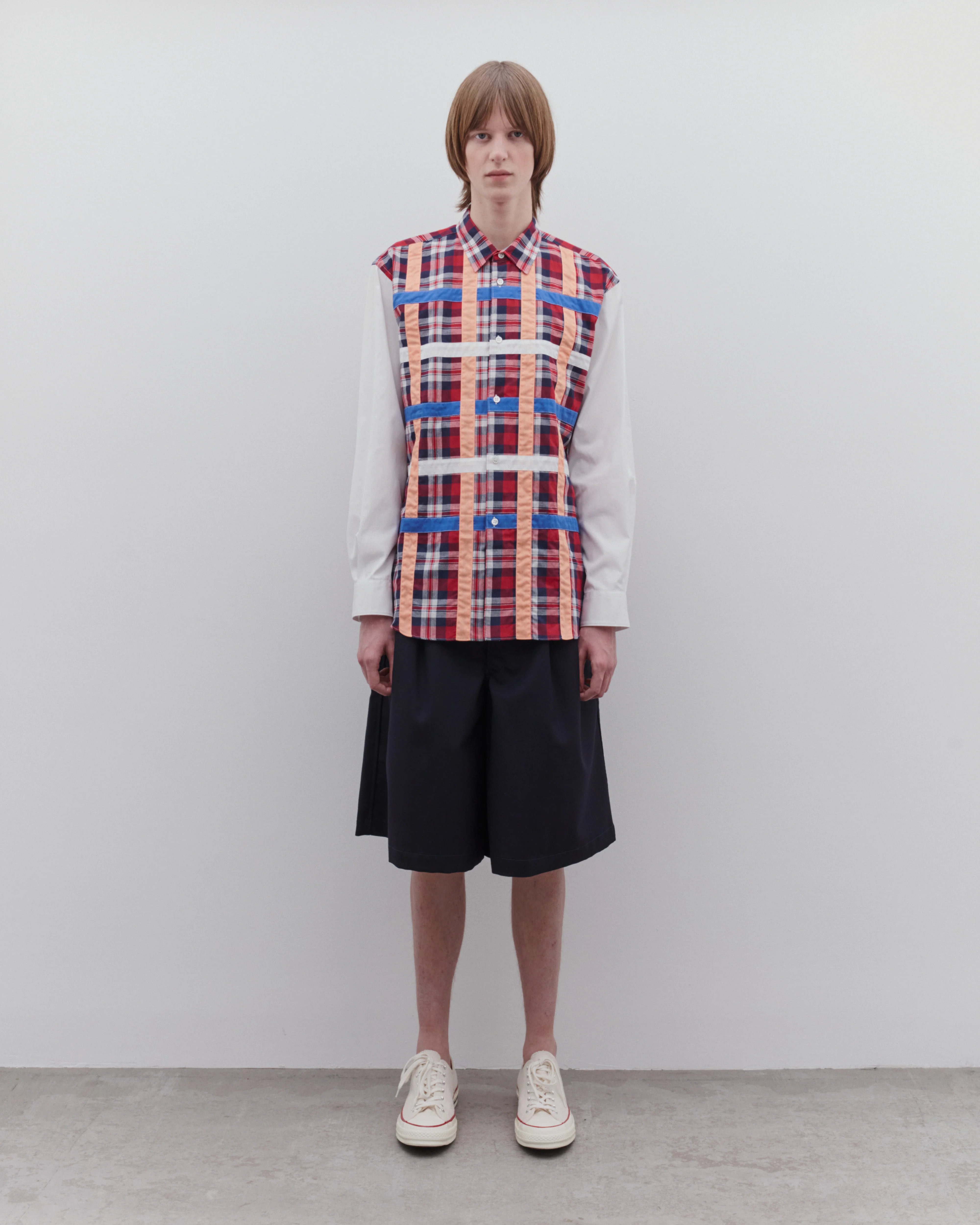 CDG Shirt - Men’s Multi Tartan Shirt - (White/Red/Blue) - Image 5