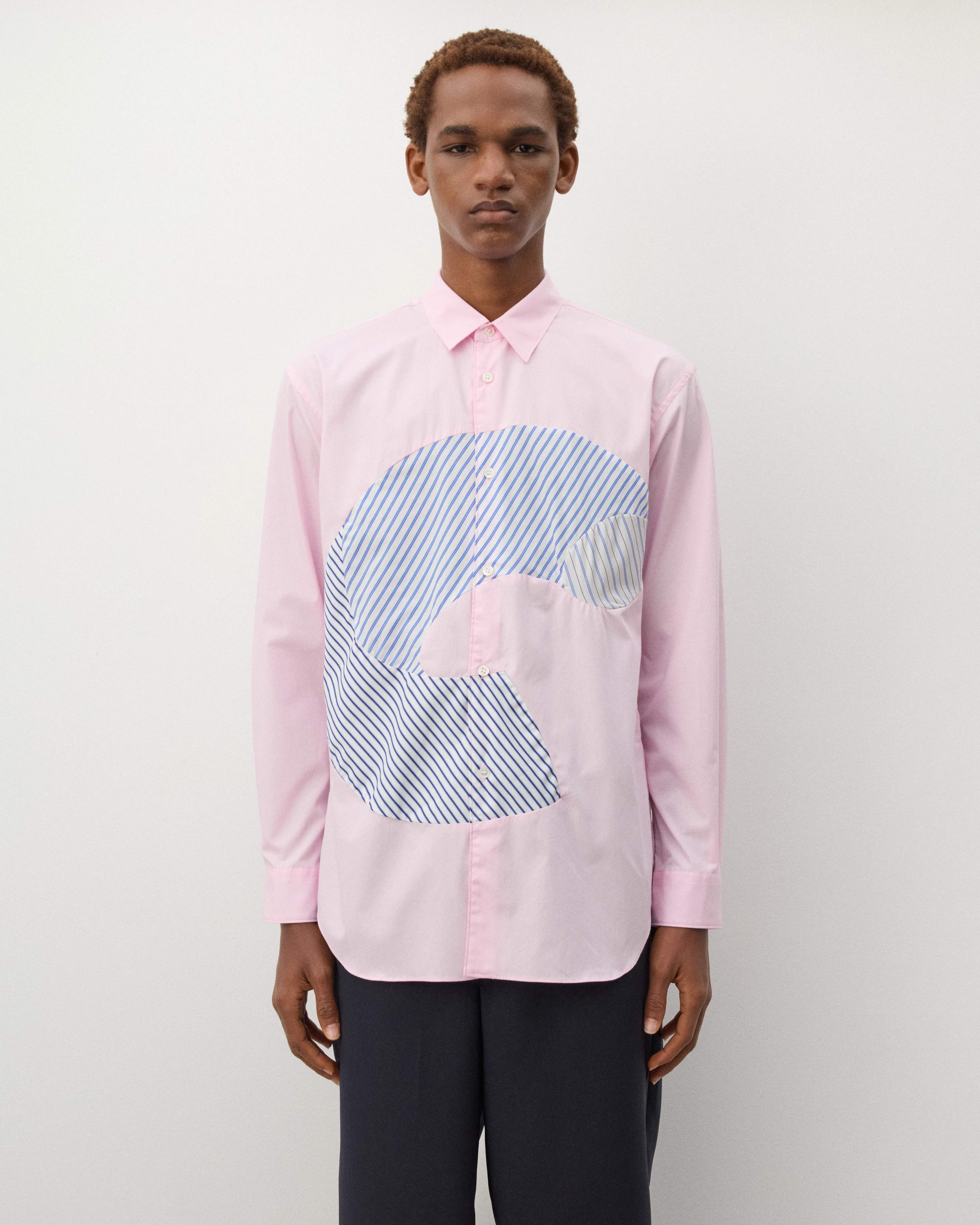 CDG Shirt - Men's Geometric Panelled Shirt - (Pink) - Image 3