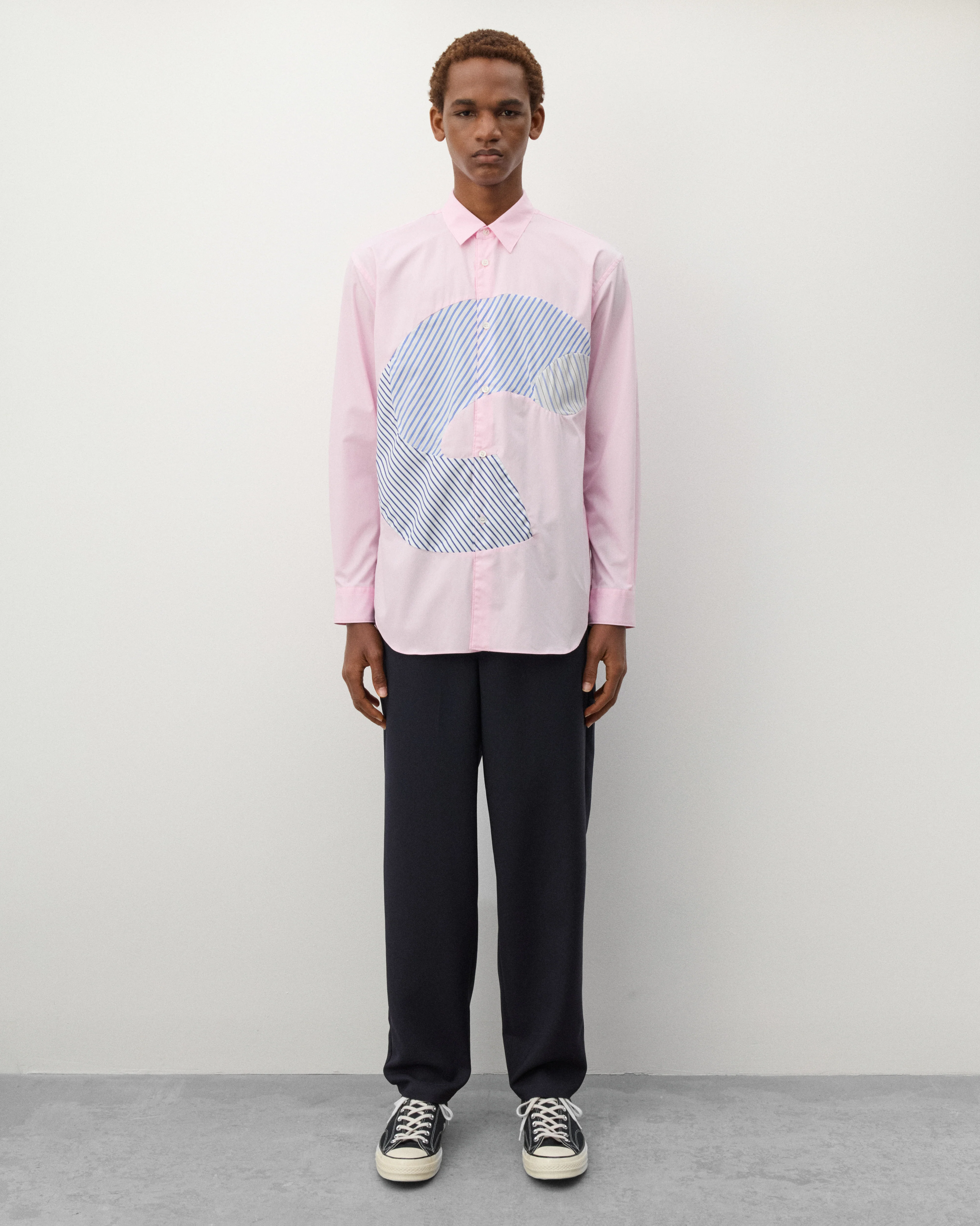 CDG Shirt - Men's Geometric Panelled Shirt - (Pink) - Image 6
