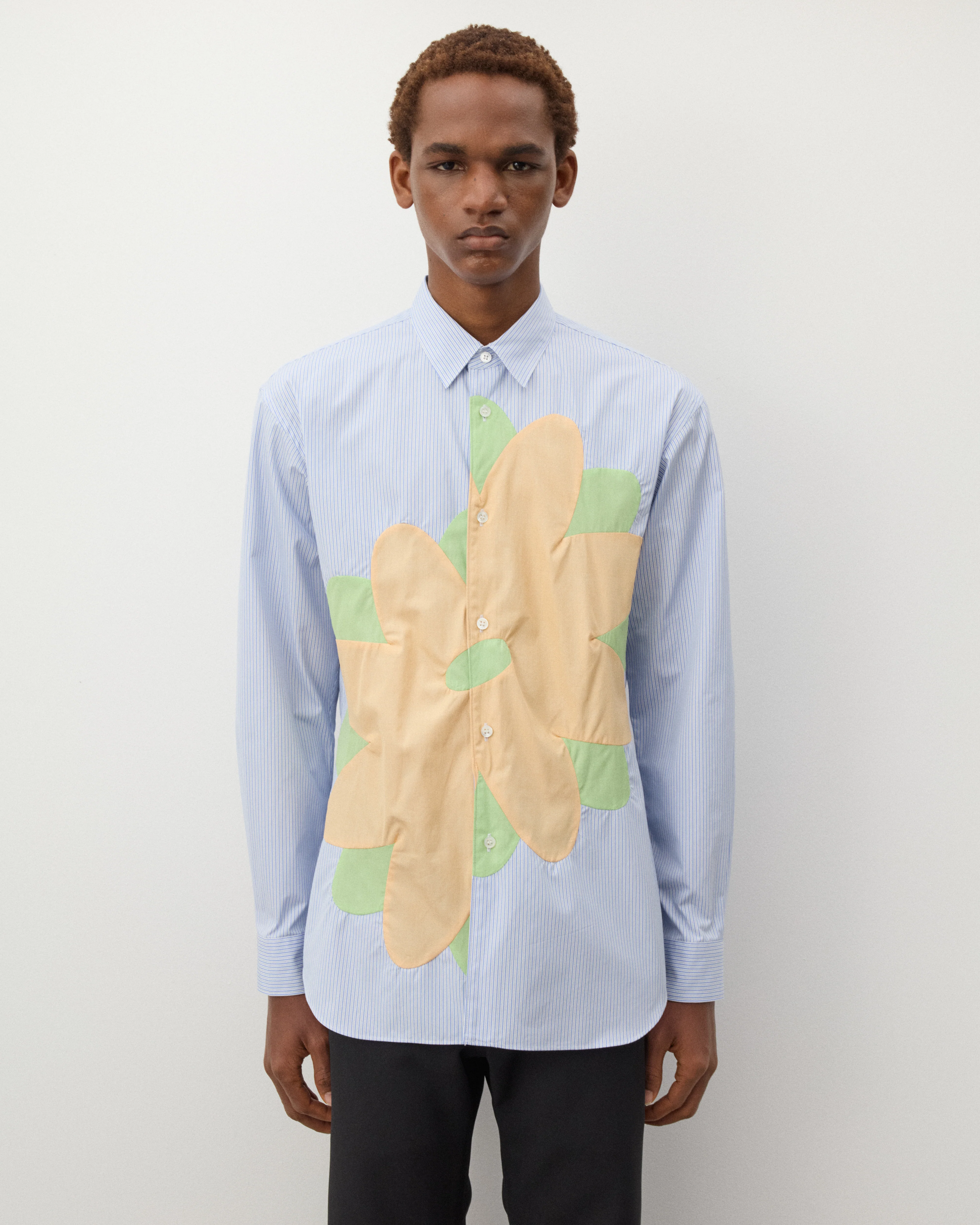 CDG Shirt - Men's Flower Pattern Shirt - (Blue) - Image 3