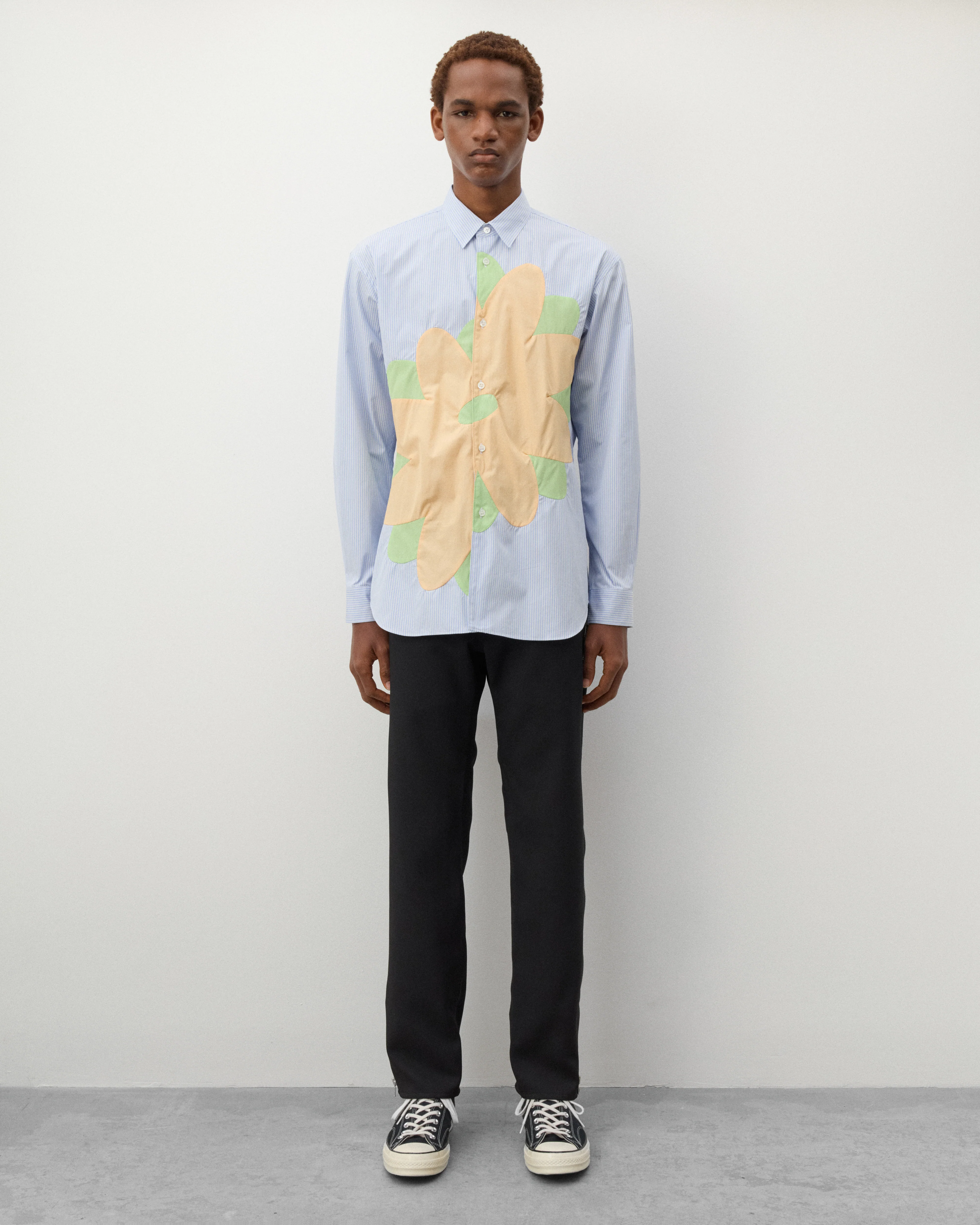 CDG Shirt - Men's Flower Pattern Shirt - (Blue) - Image 6