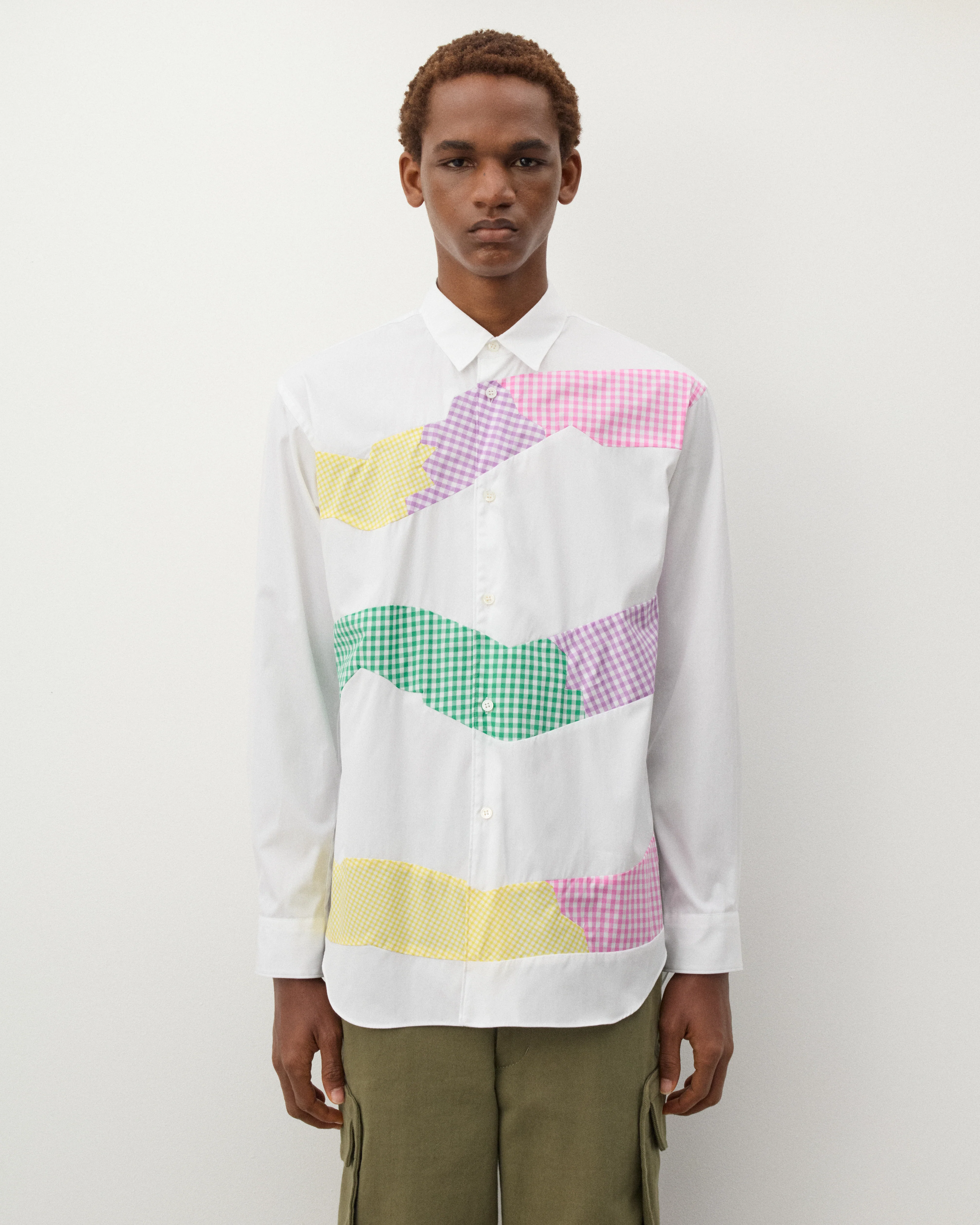 CDG Shirt - Men's Check Panelled Shirt - (White) - Image 3