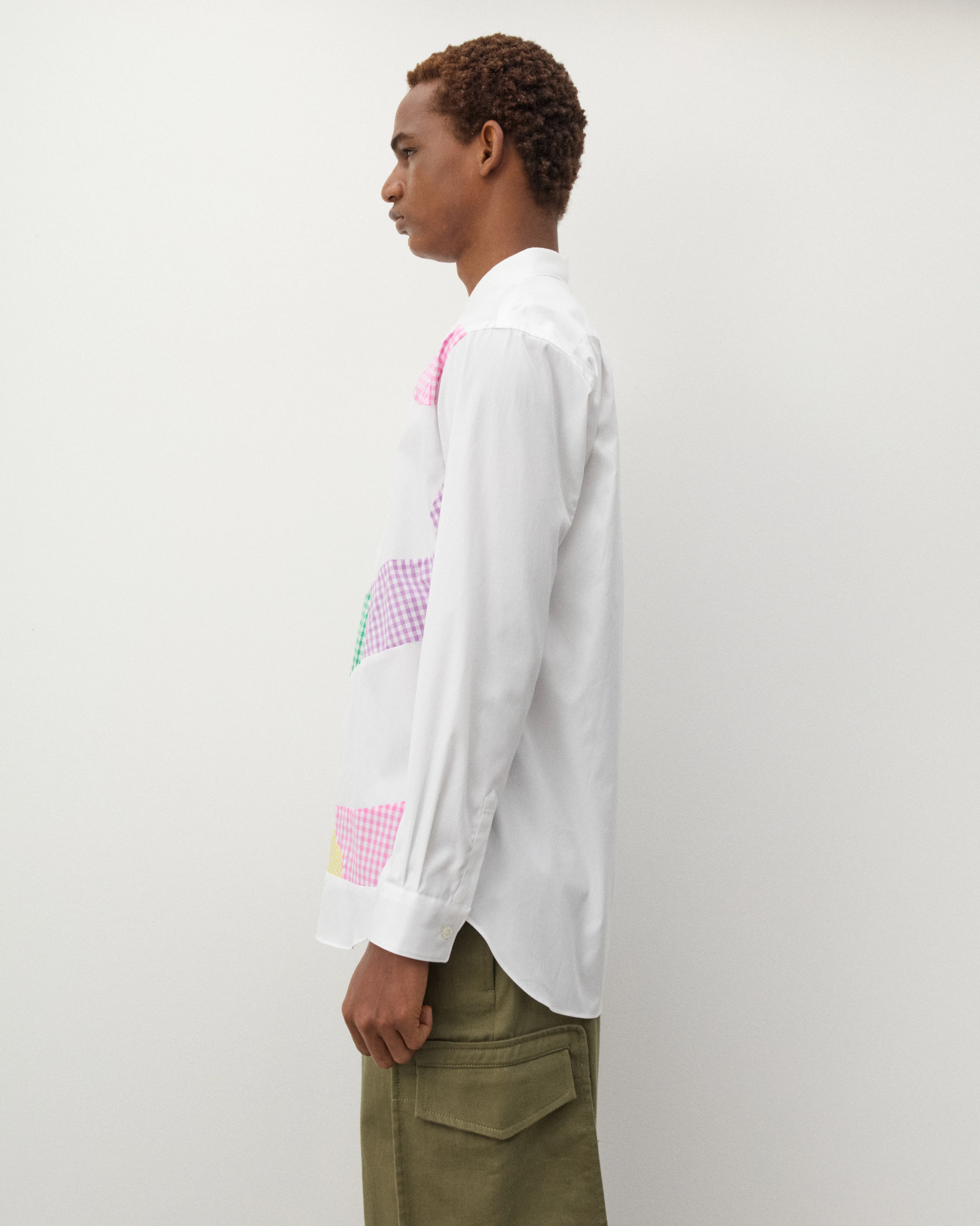 CDG Shirt - Men's Check Panelled Shirt - (White) - Image 4