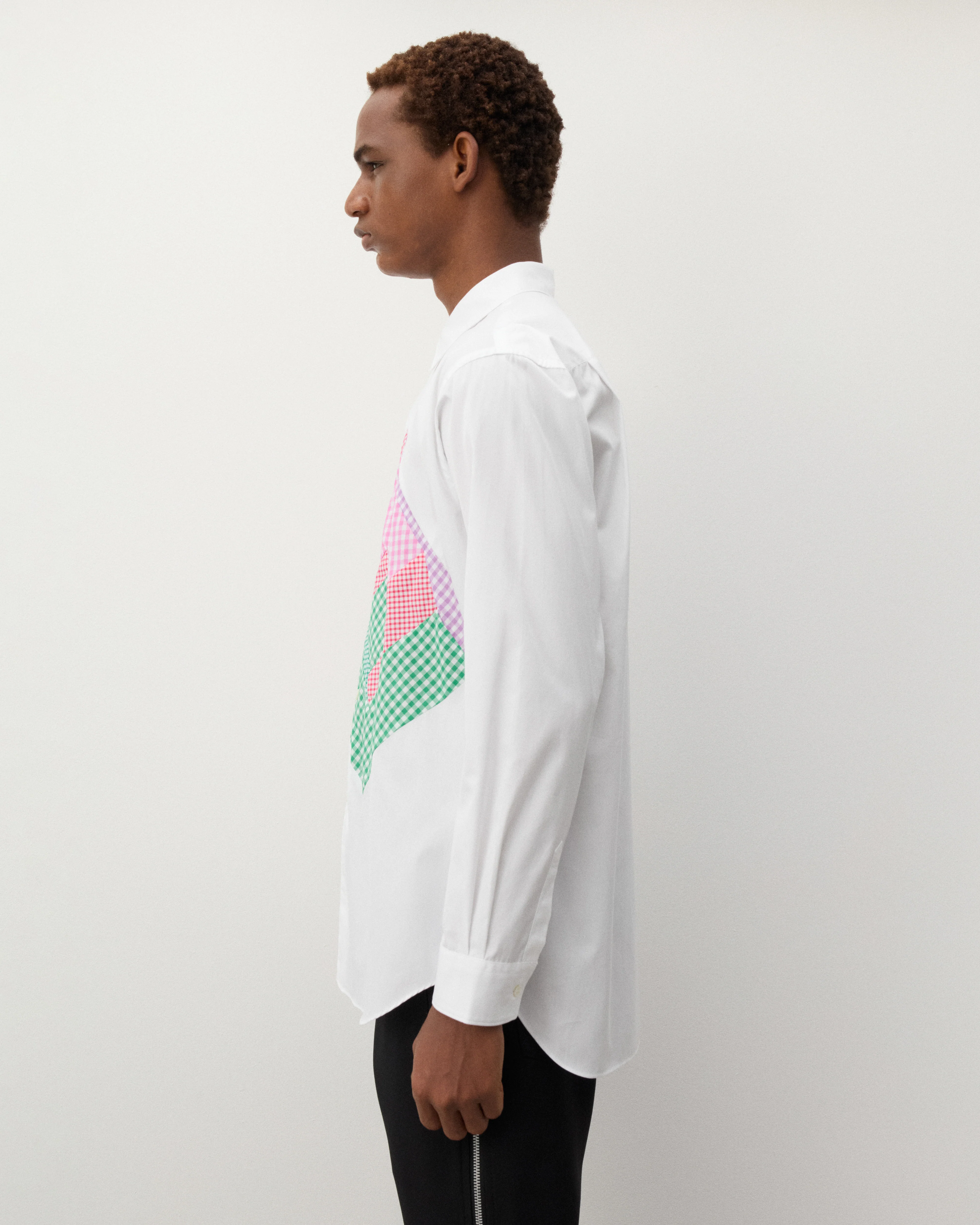 CDG Shirt - Men's Geometric Check Pattern Shirt - (White) - Image 4