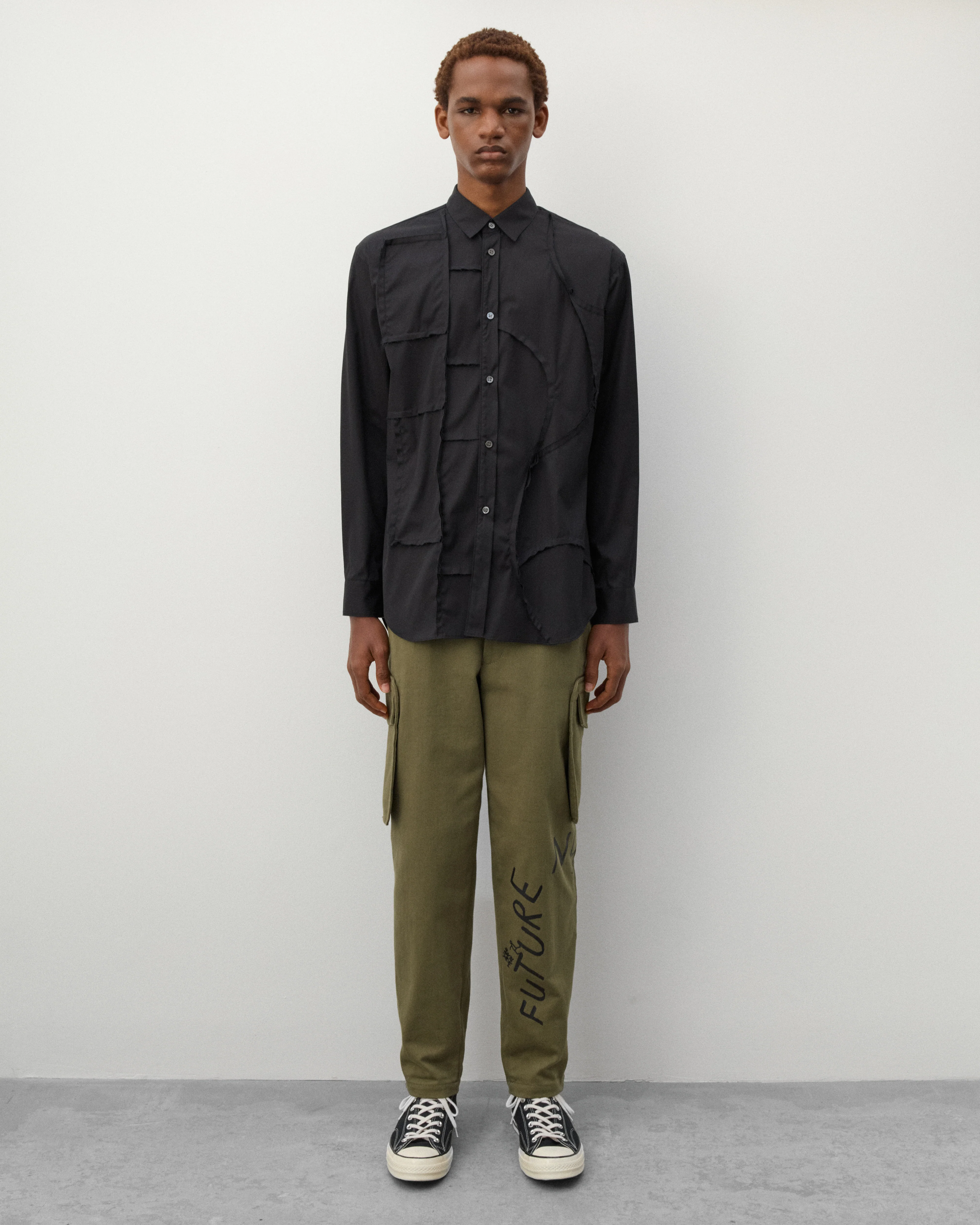 CDG Shirt - Men's Geometric Cut-out Shirt - (Black) - Image 6