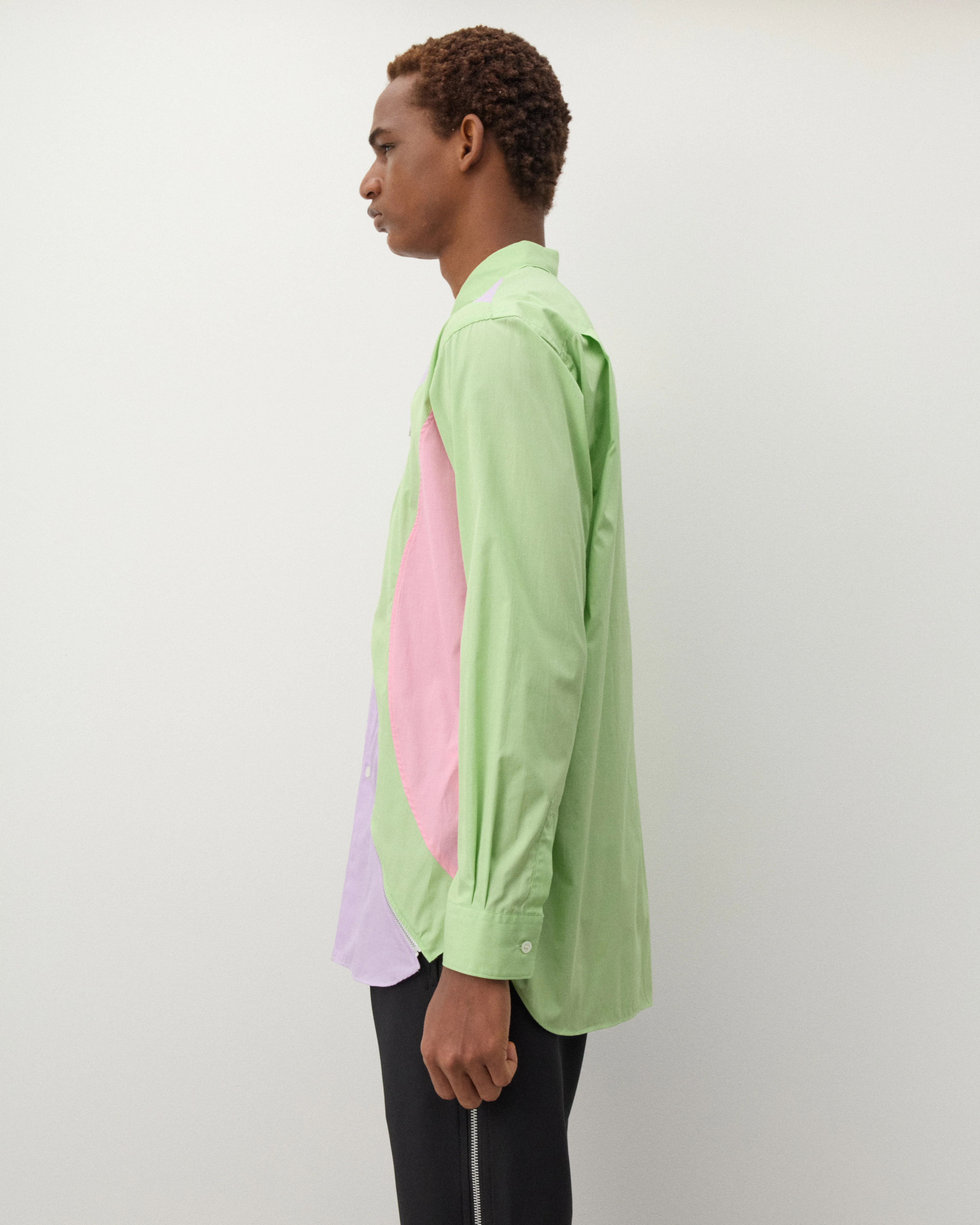 CDG Shirt - Men's Zip Panelled Shirt - (Green/Purple/Pink) - Image 4