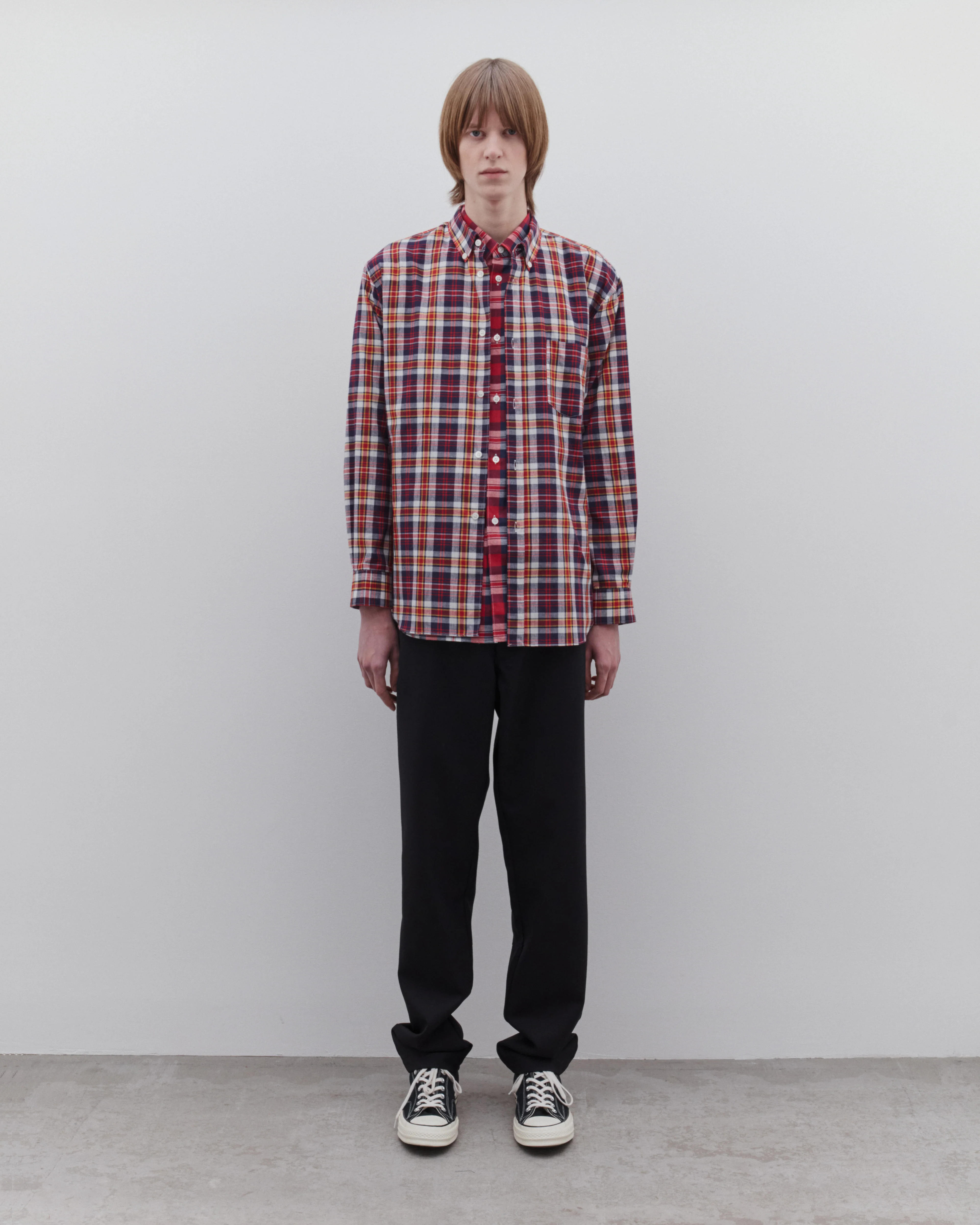CDG Shirt - Men’s Slim Fit Tartan Shirt - (Red) - Image 5