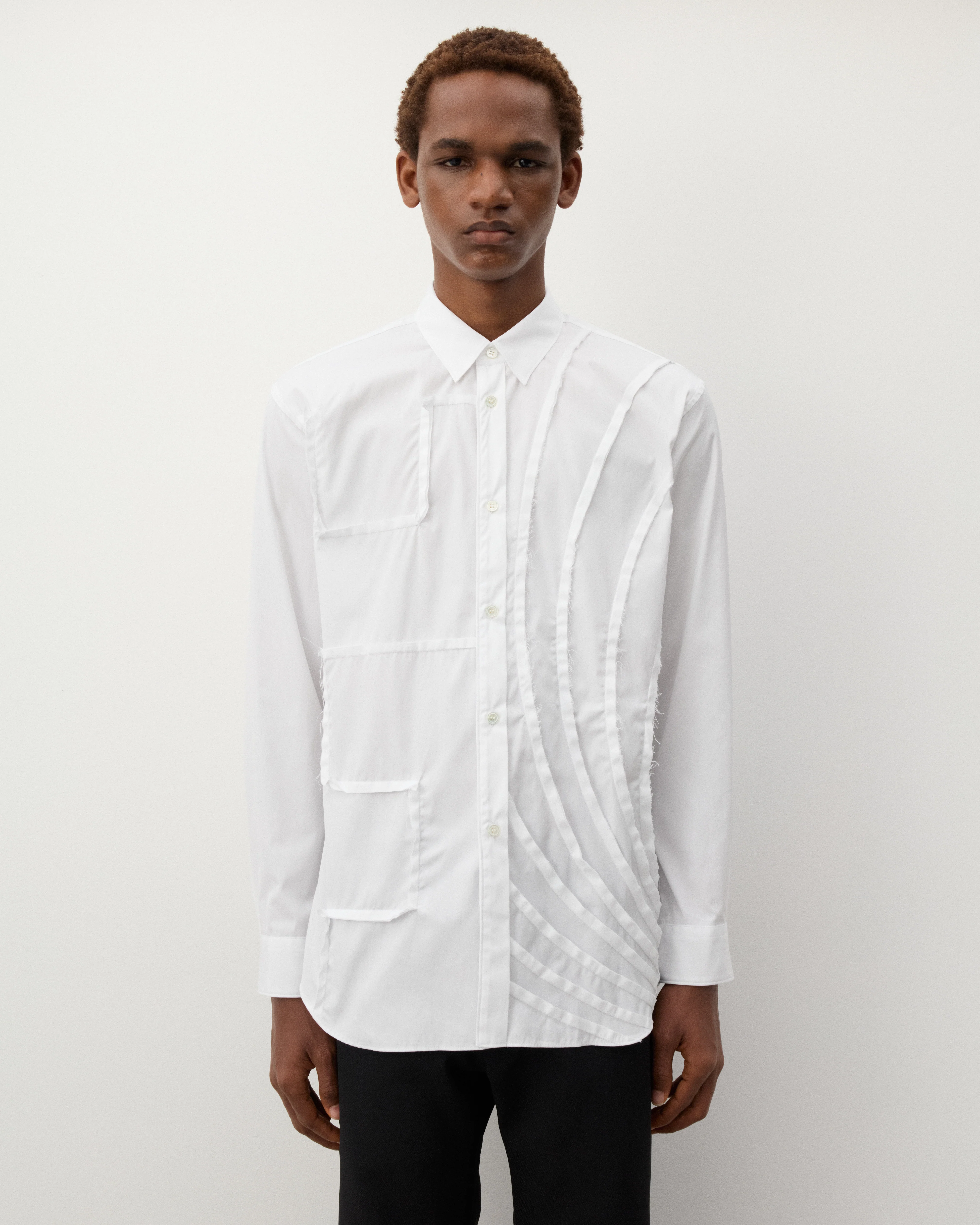 CDG Shirt - Men's Geometric Cut-out Shirt - (White) - Image 3