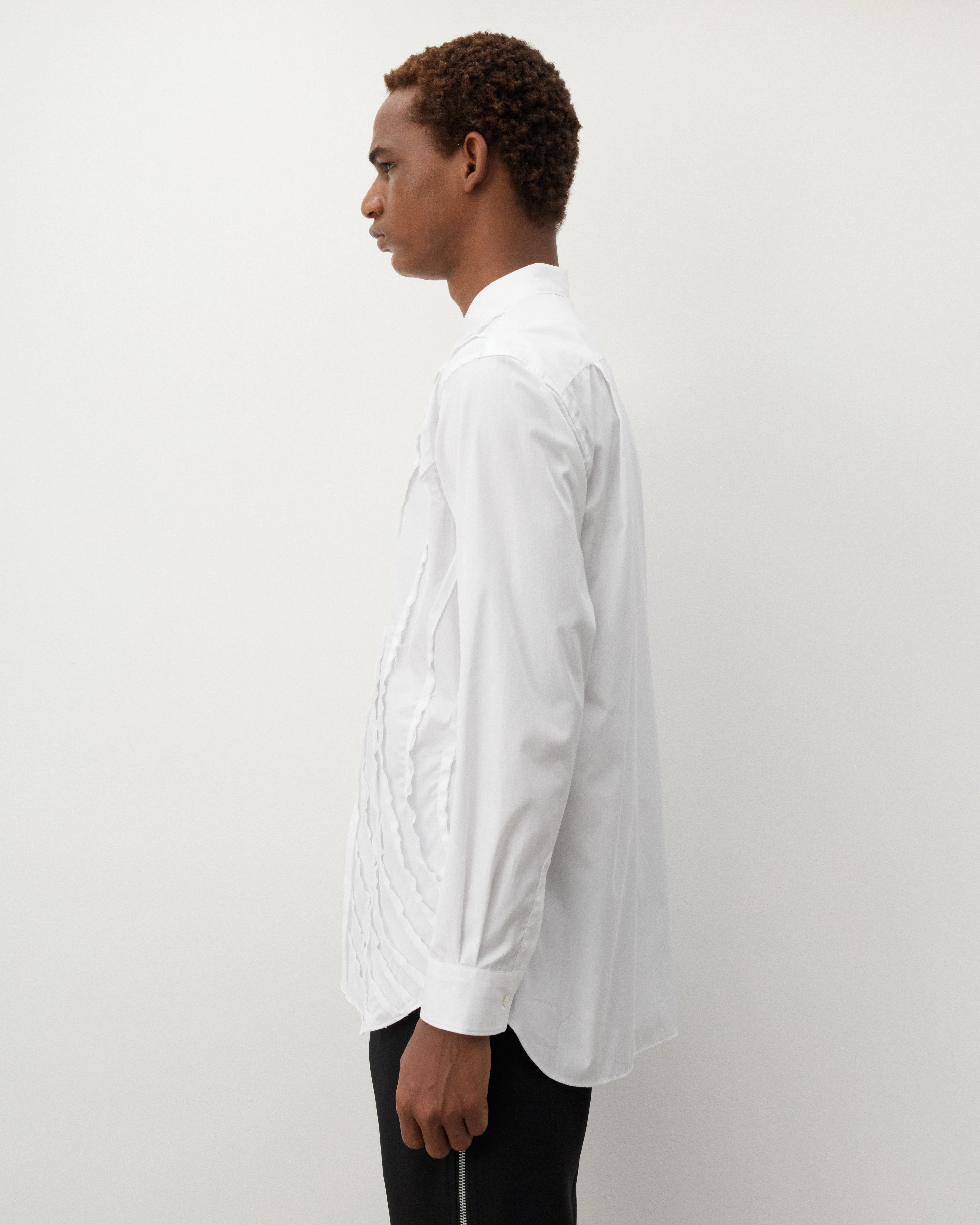 CDG Shirt - Men's Geometric Cut-out Shirt - (White) - Image 4
