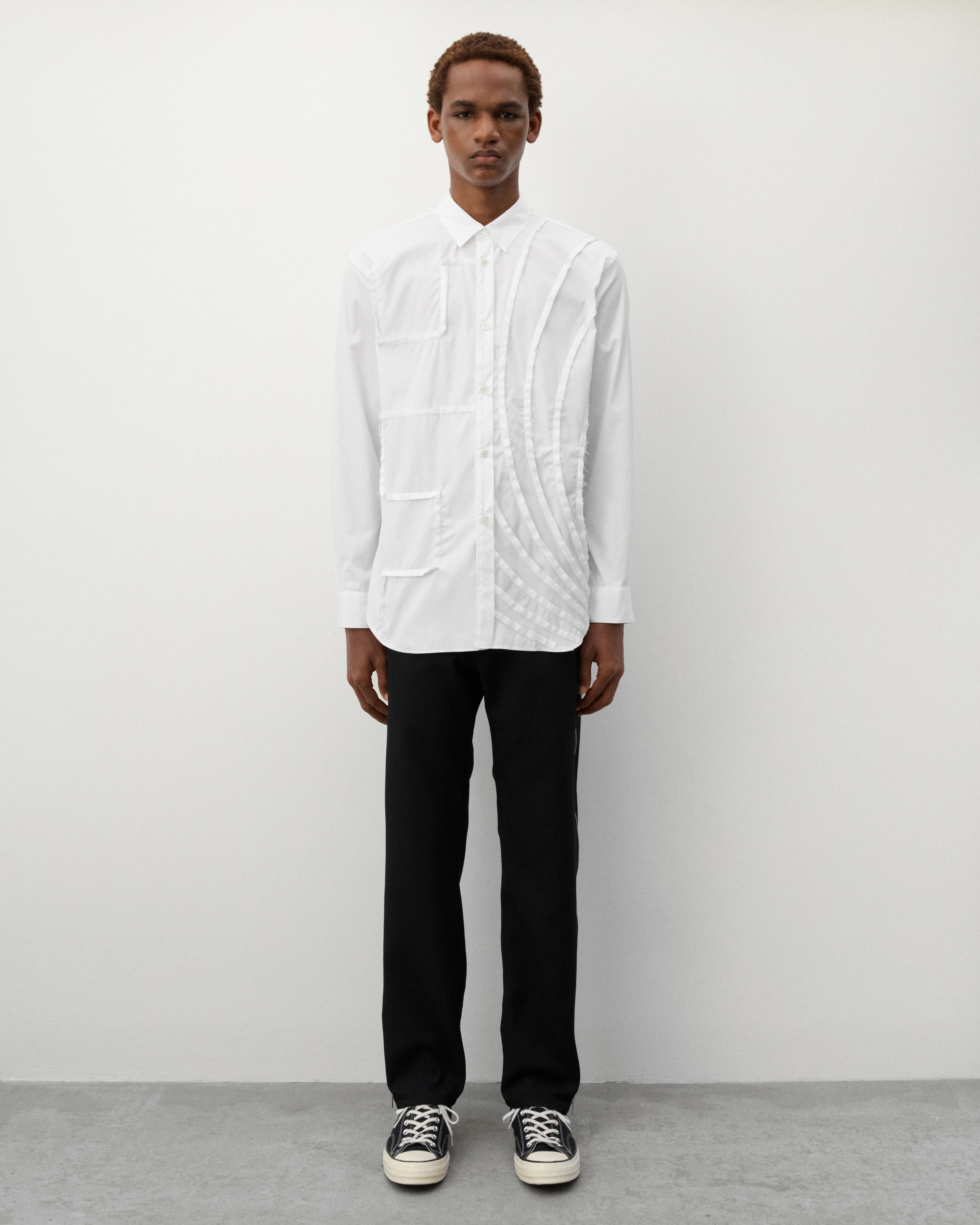 CDG Shirt - Men's Geometric Cut-out Shirt - (White) - Image 6
