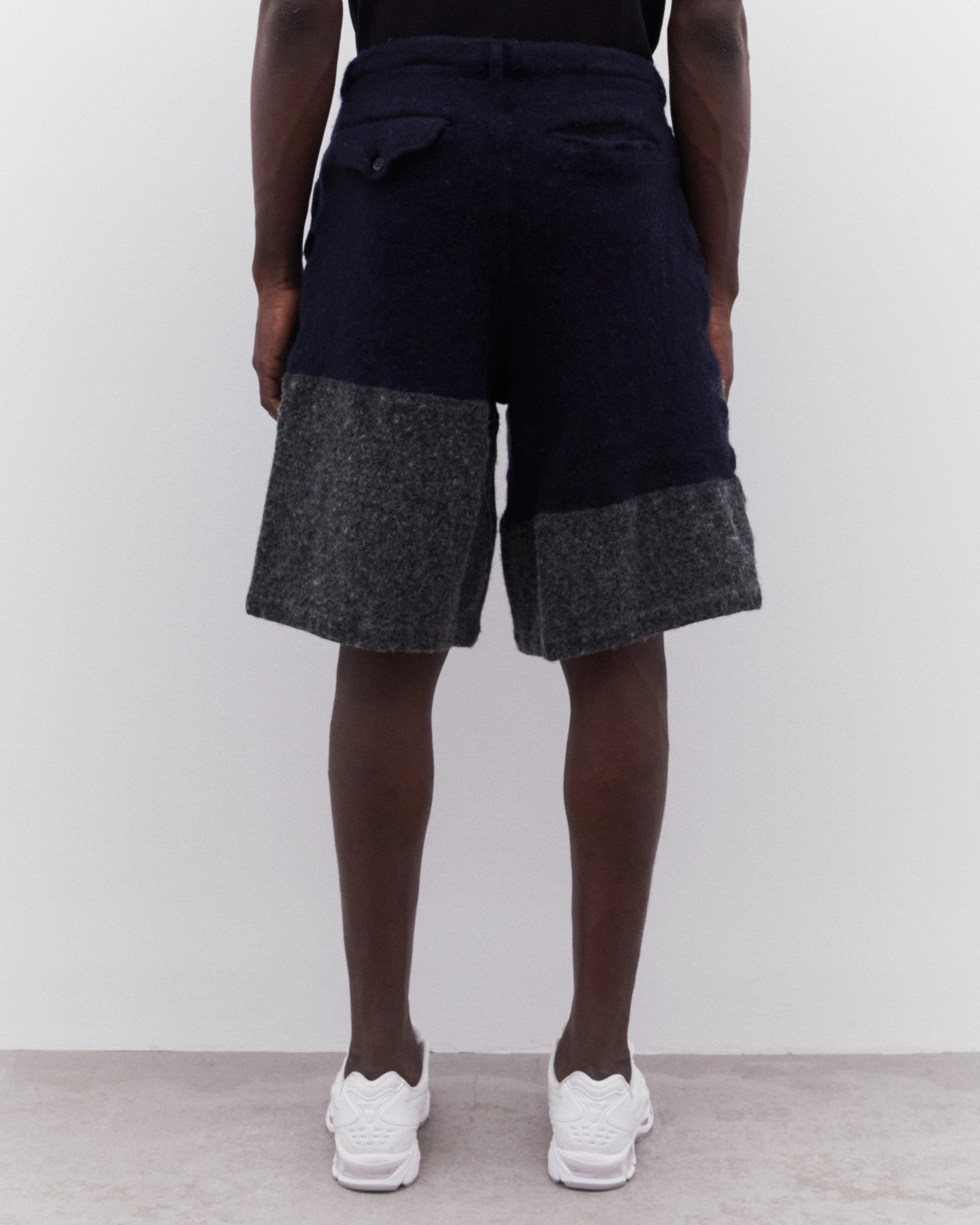 CDG Shirt - Men’s Colour Block Wide Shorts - (Navy/Grey) - Image 5