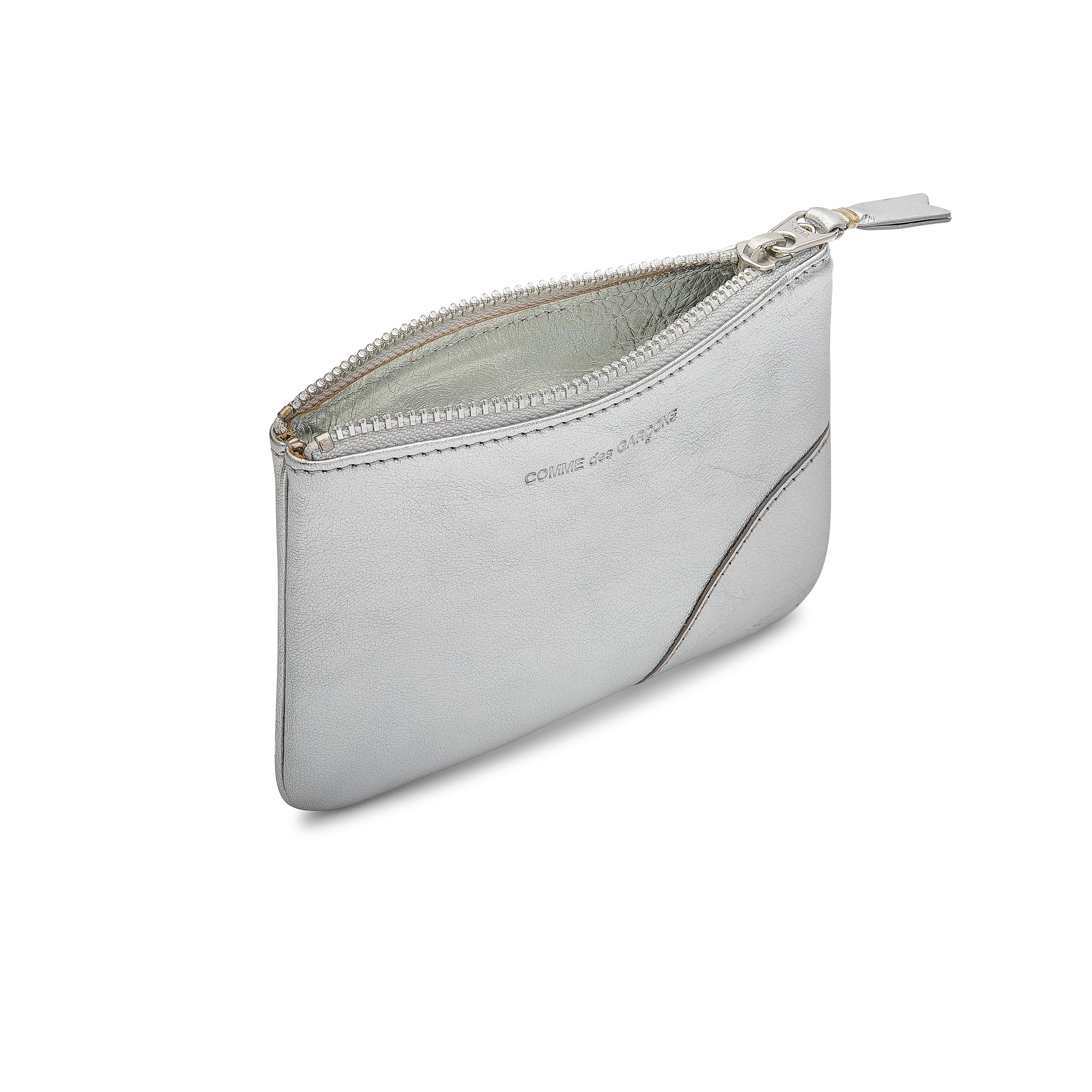 CDG Wallet - Leather Zip Pouch (Silver SA8100G) - Image 2