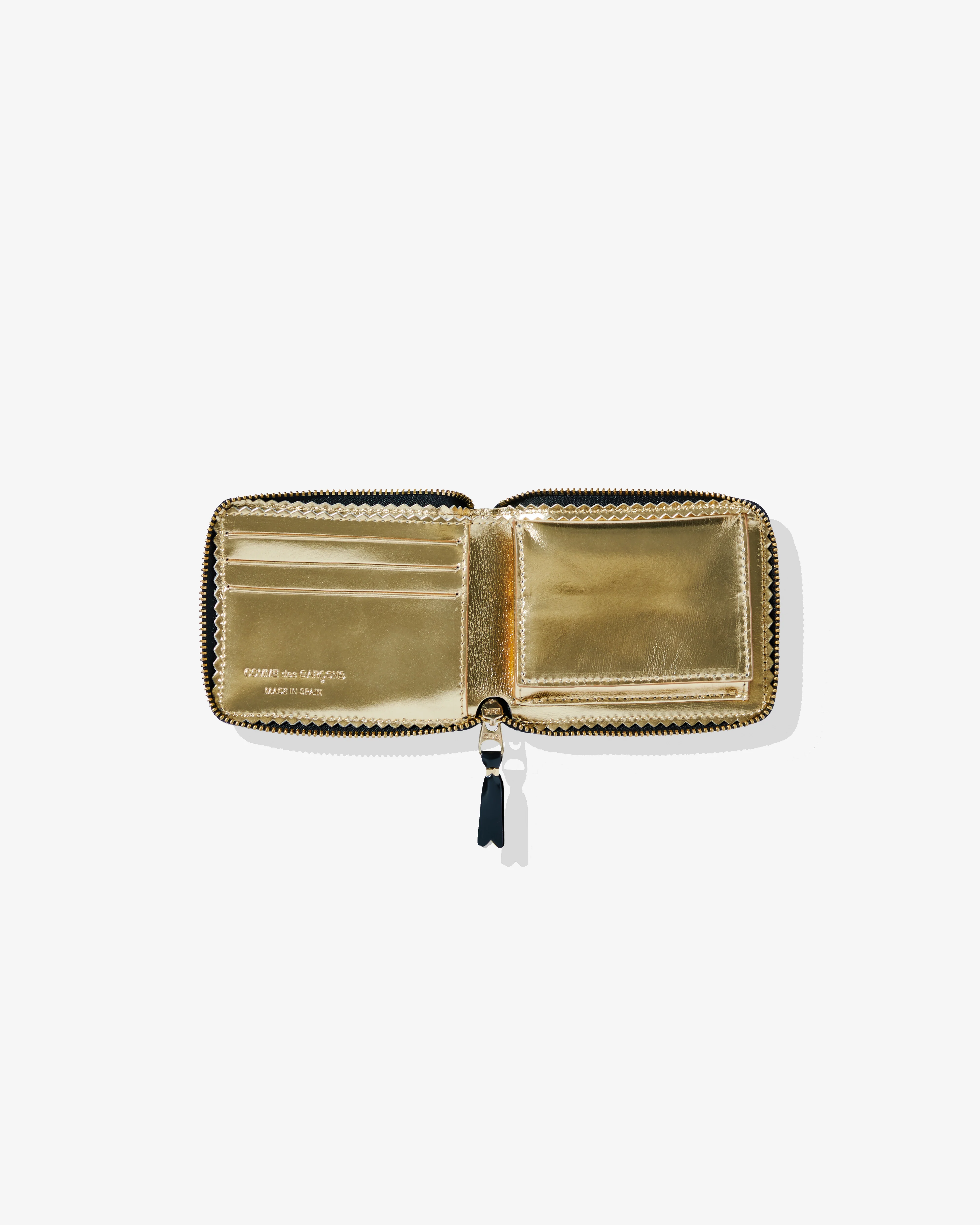 CDG Wallet - Mirror Inside Full Zip Around Wallet - (Black/Gold SA7100MI) - Image 3