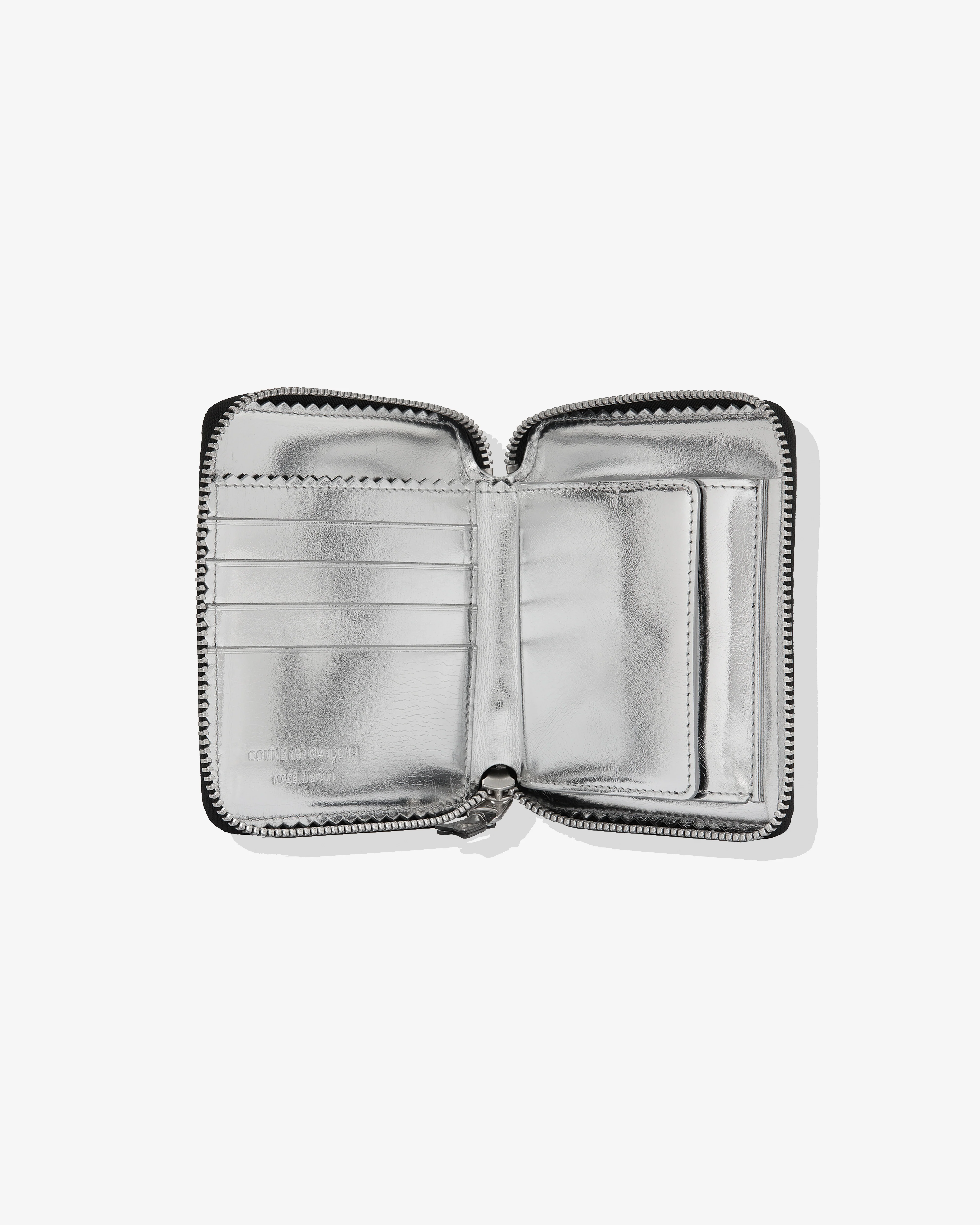 CDG Wallet - Mirror Inside Black/Silver Full Zip Around Wallet - (Black SA2100MI) - Image 2
