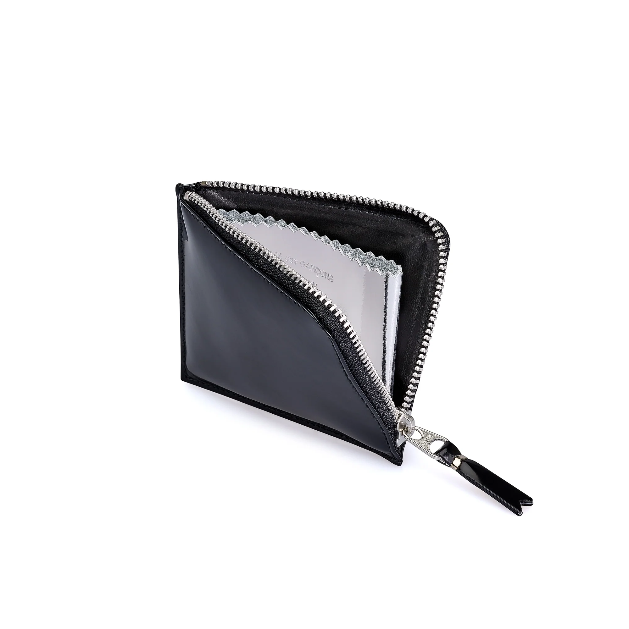 CDG Wallet - Mirror Inside Black/Silver Zip Around Wallet - (SA3100MI) - Image 2