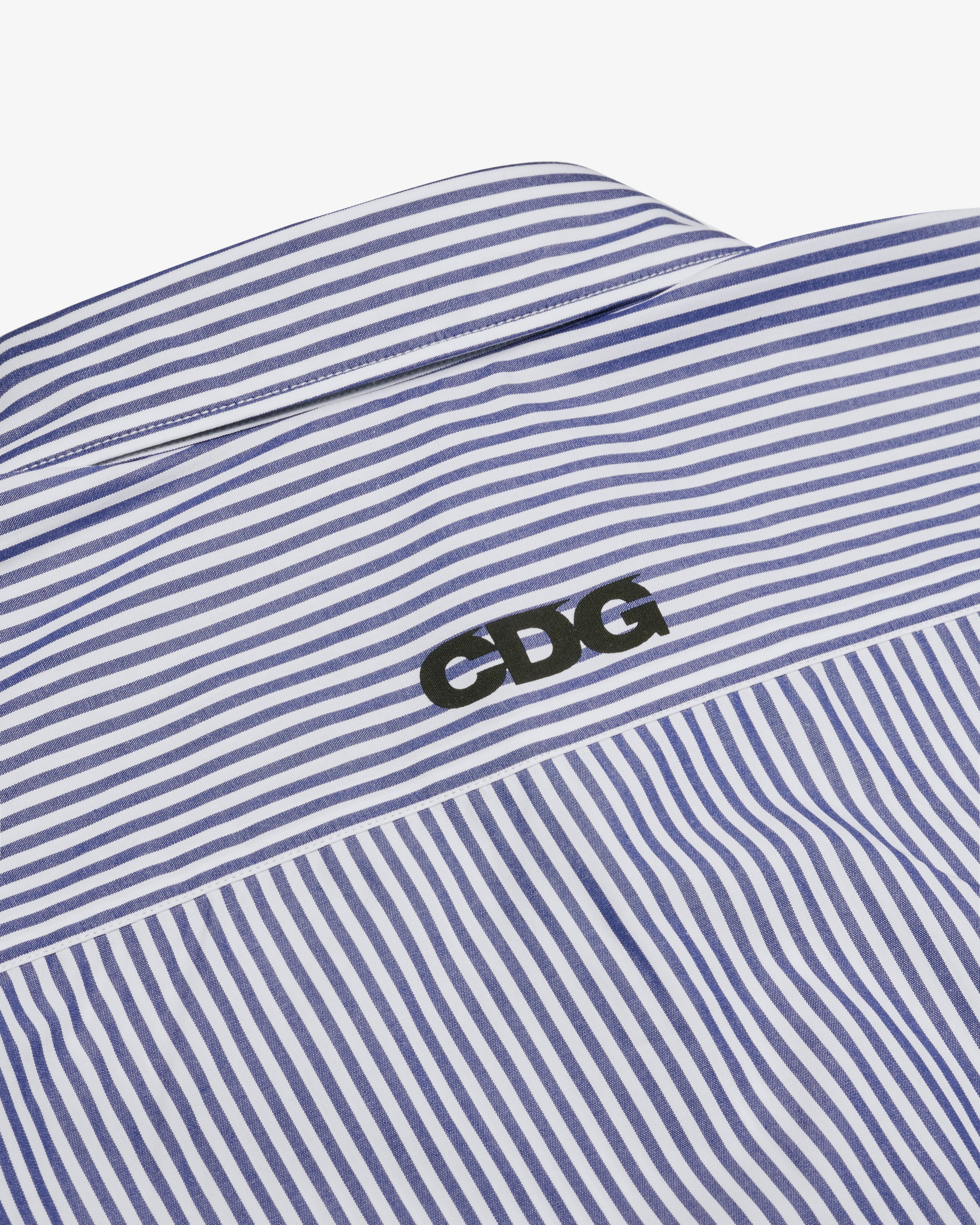 CDG - Logo Cotton Stripe Shirt - (Navy) - Image 3