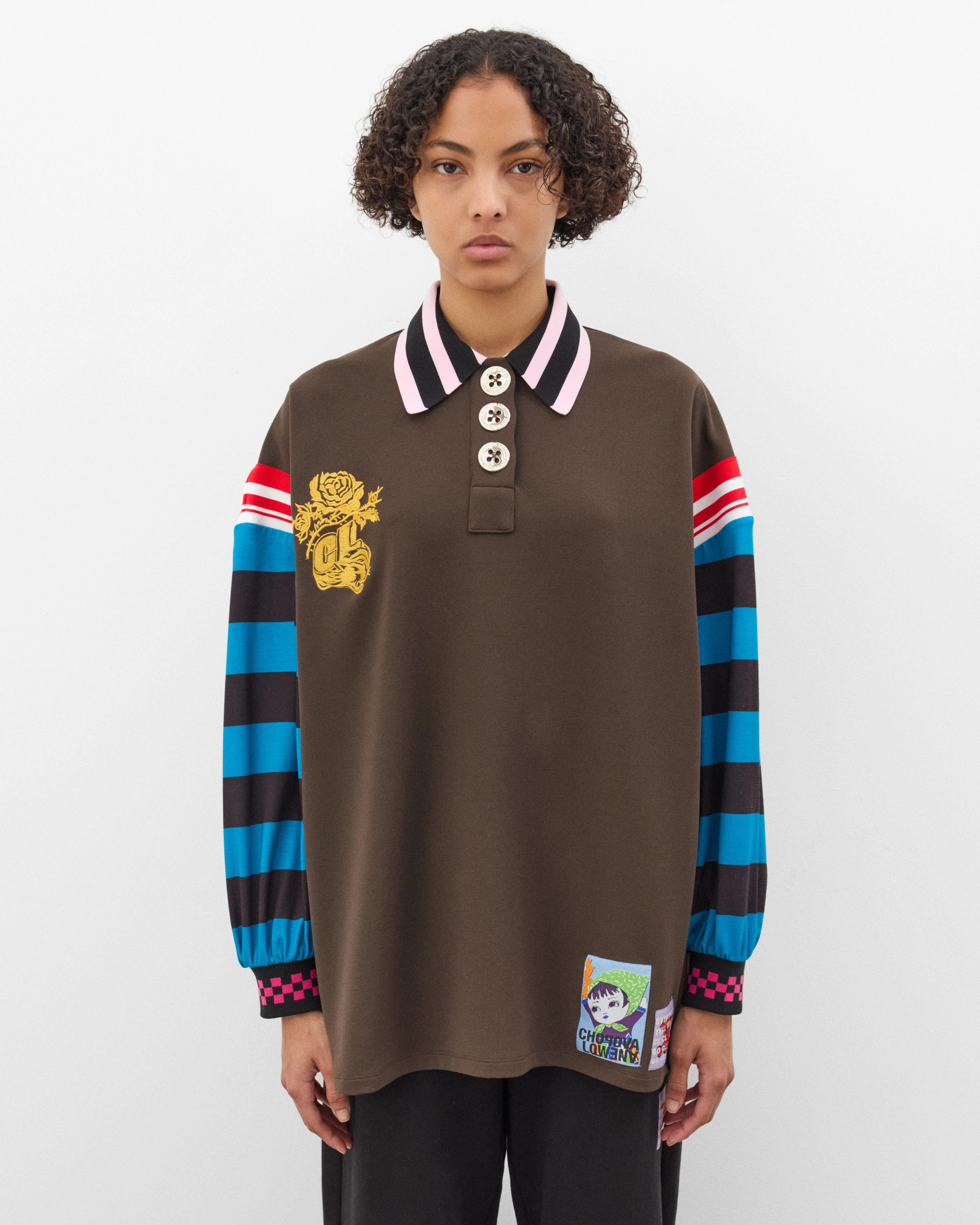 Chopova Lowena - Women's Long Sleeve Polo Top - (Brown) - Image 3