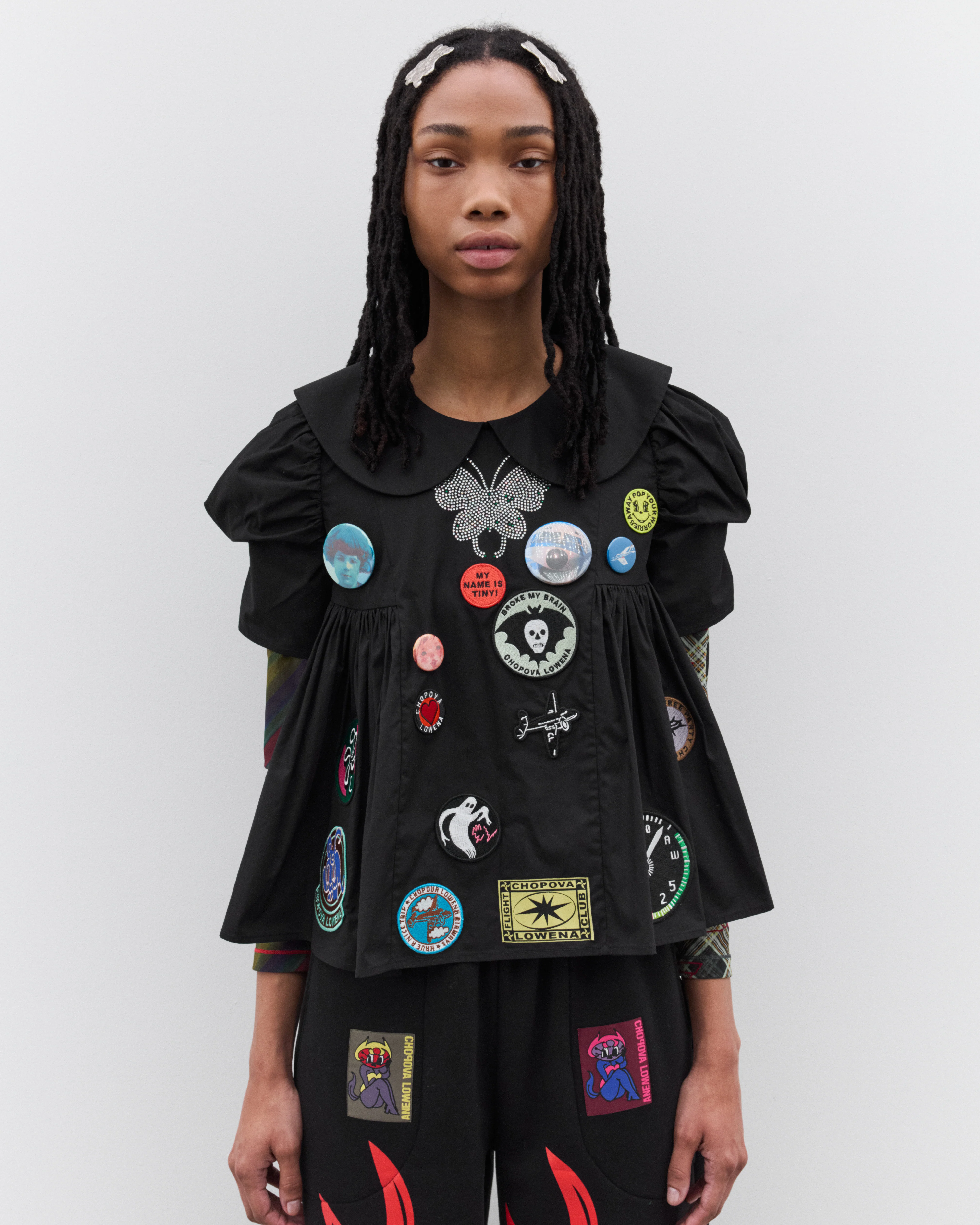 Chopova Lowena - Women’s Short Sleeve Blouse - (Black) - Image 3