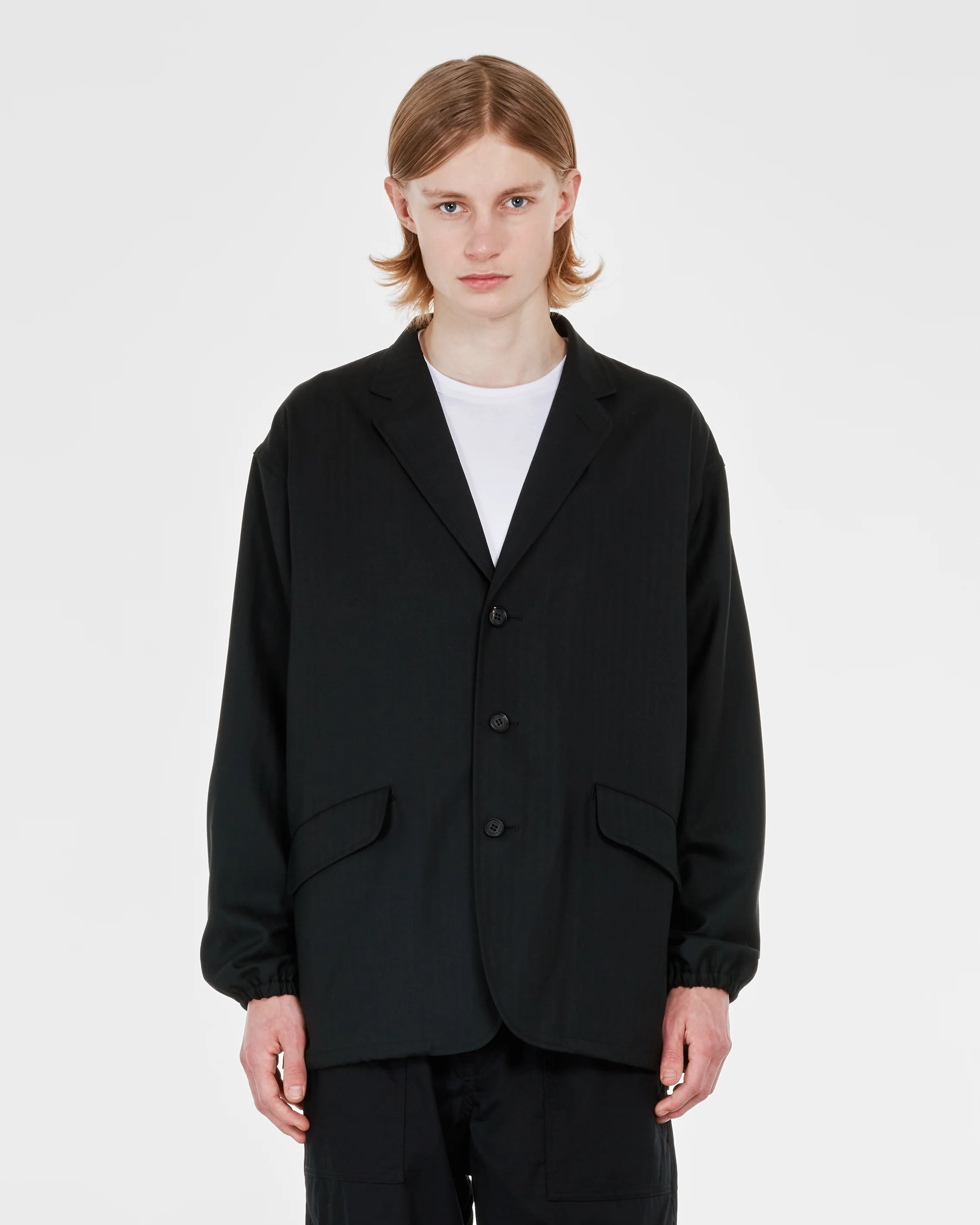Comme des Garçons Homme - Men's Wool Herringbone Jacket - (Black) - Image 2