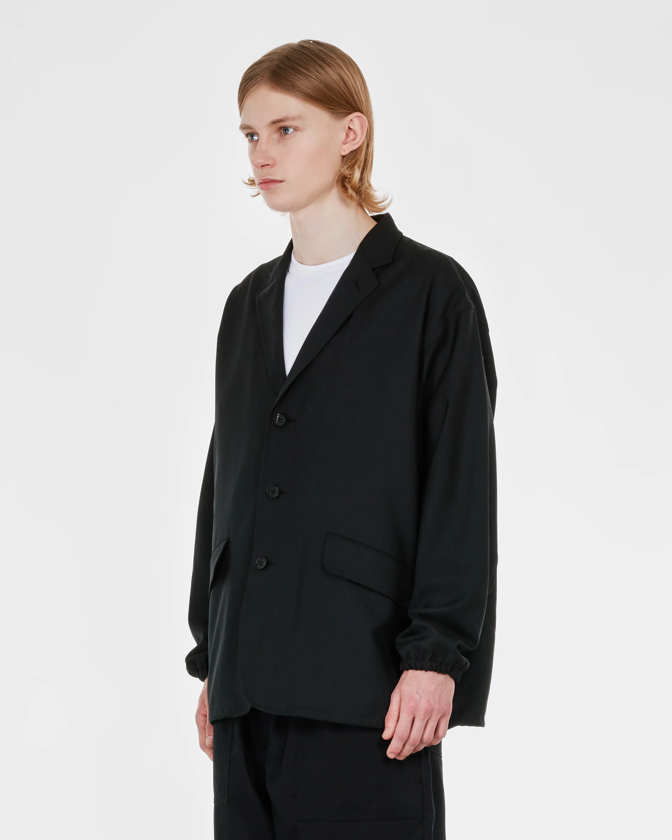 Comme des Garçons Homme - Men's Wool Herringbone Jacket - (Black) - Image 3