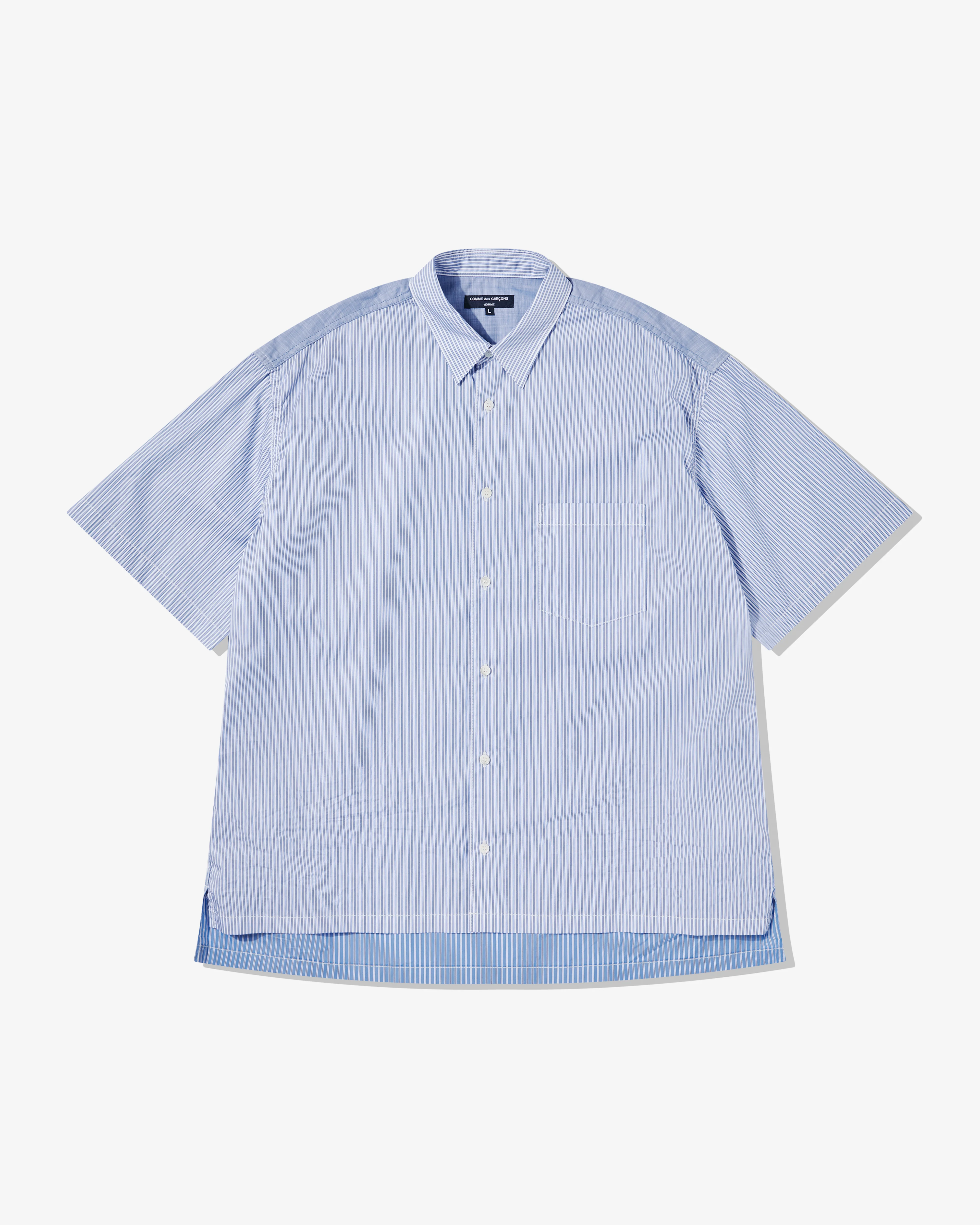 Comme des Garçons Homme - Men’s Striped Short Sleeve Shirt - (Blue Stripe)