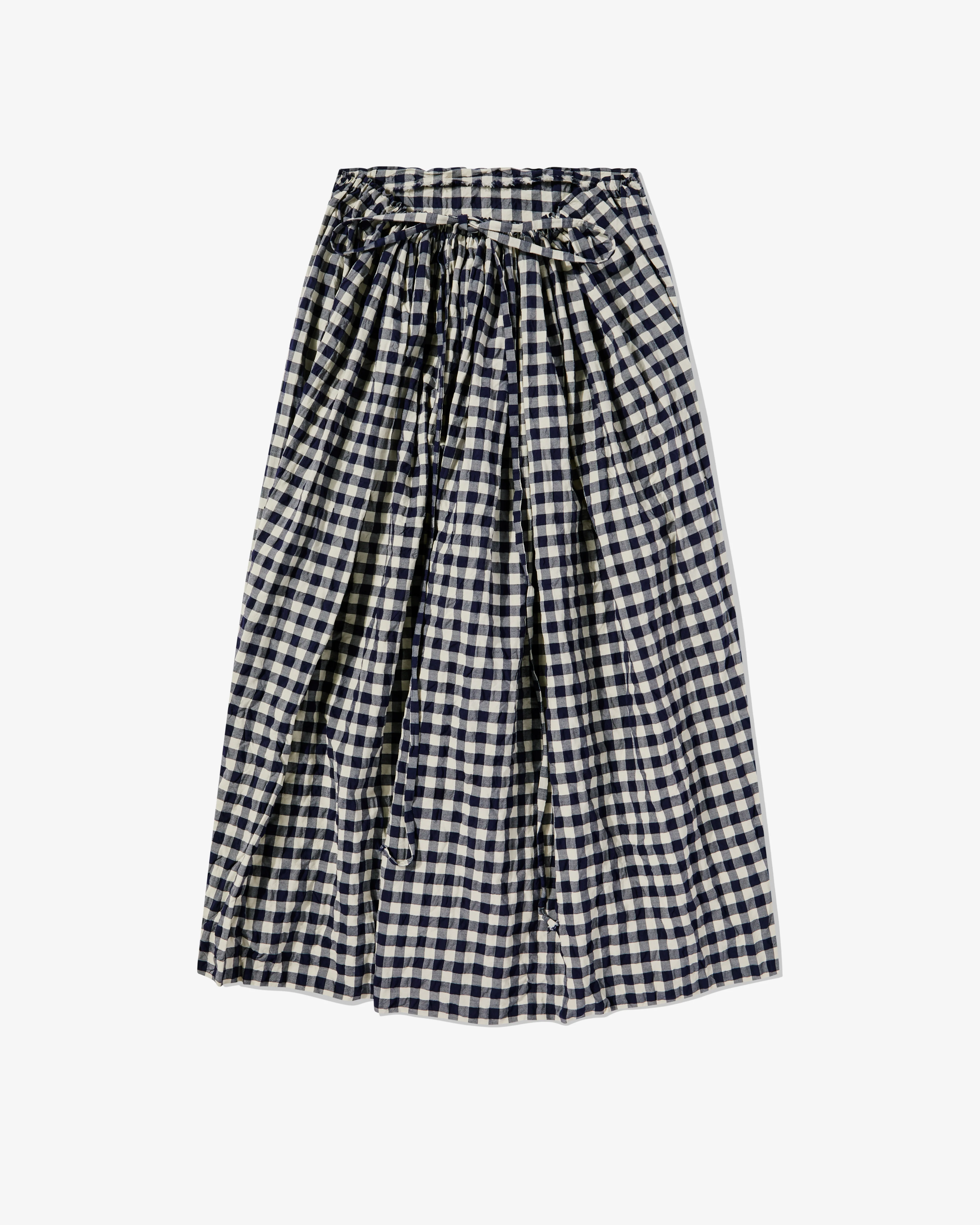 Daniela Gregis - Women’s Gathered Gingham Skirt - (Navy/White)