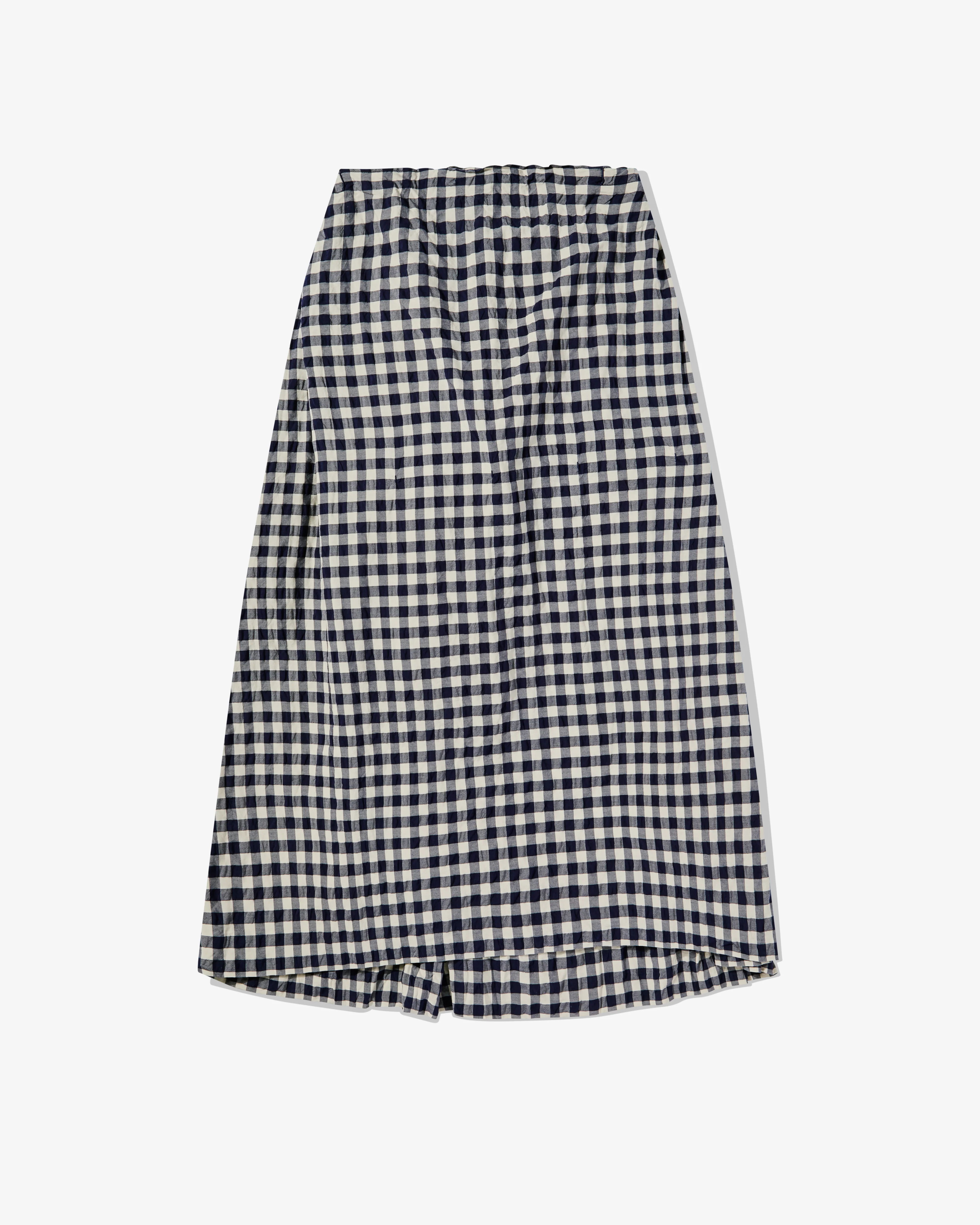 Daniela Gregis - Women’s Gathered Gingham Skirt - (Navy/White) - Image 2