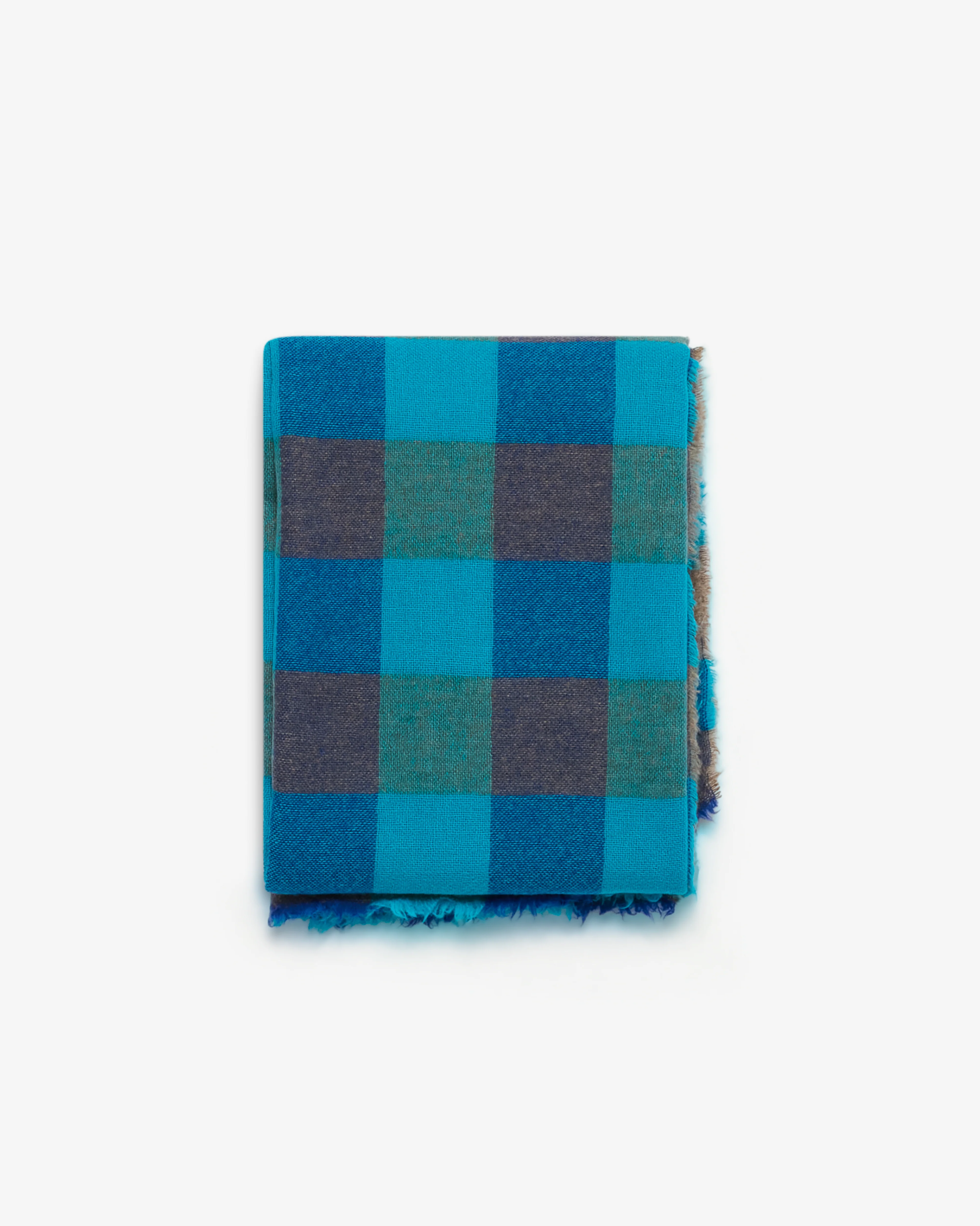 Daniela Gregis - Women's Cashmere Check Shawl - (Blue/Turquoise)