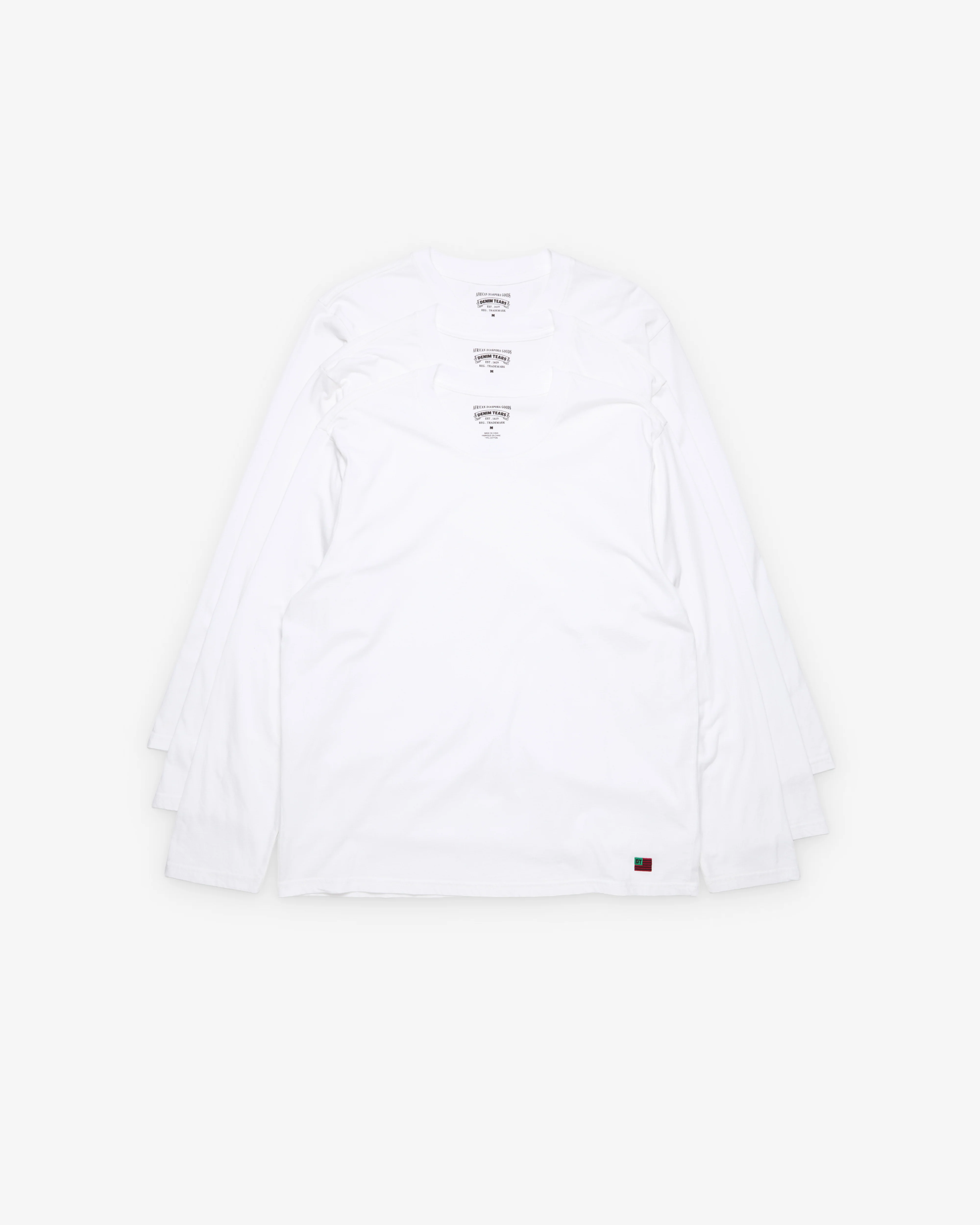 Denim Tears - Men's Long Sleeve Flag Tee - (White) - Image 3