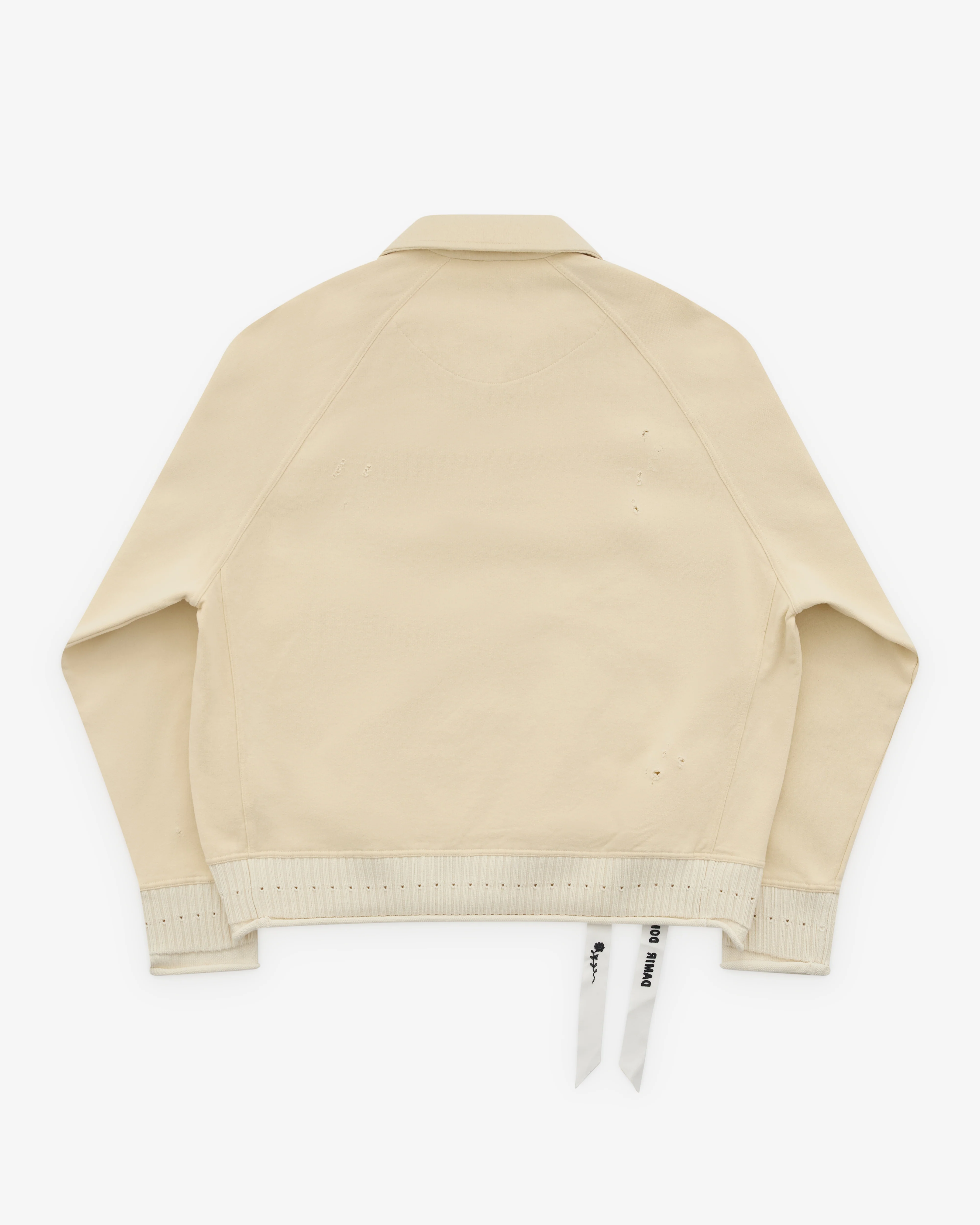 Diomene - Men’s Distressed Half-Zip Polo - (Cream) - Image 2