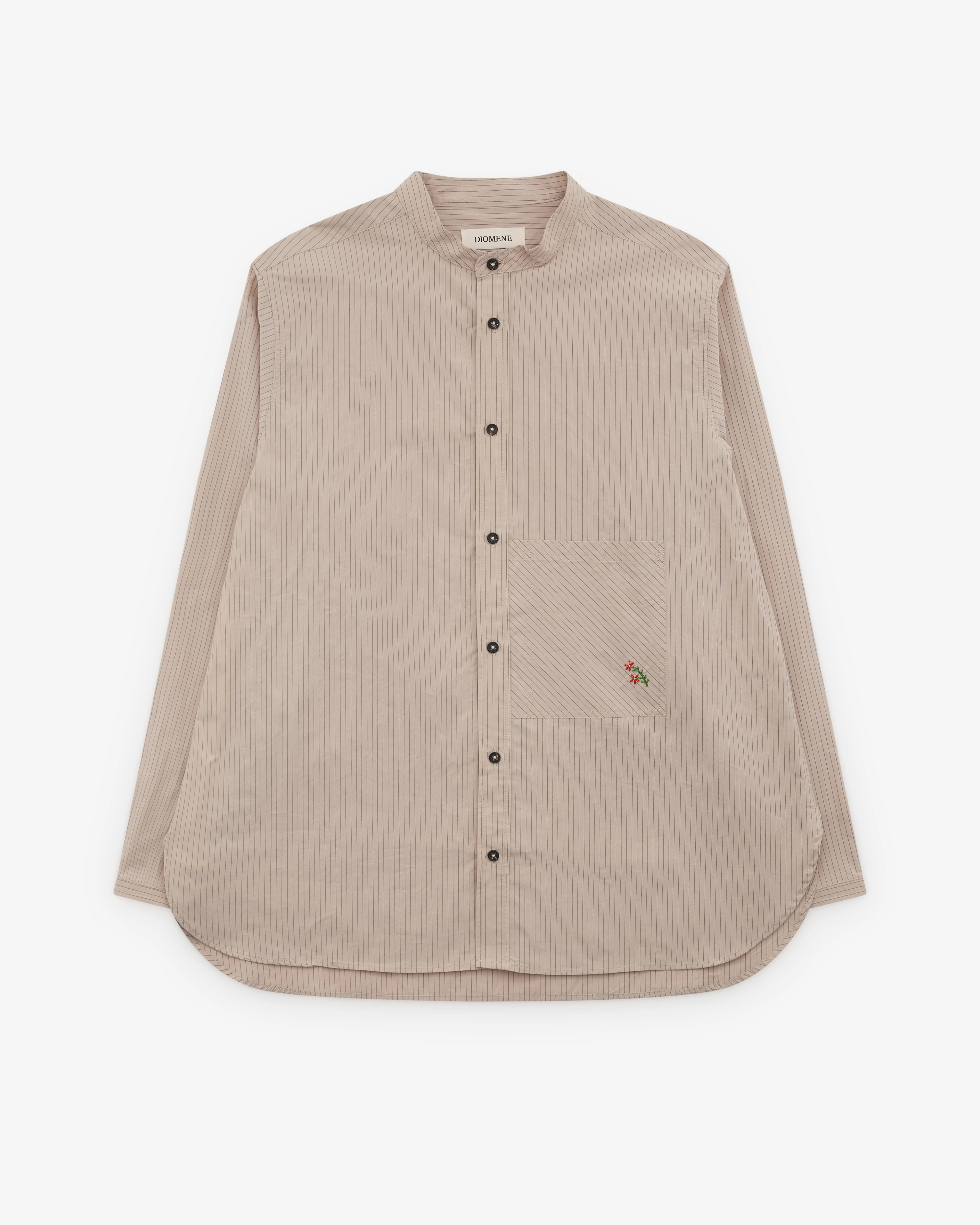 Diomene - Men’s Stand Collar Shirt - (Brown)